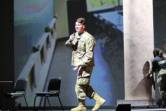 Members of the Class of 2022 performed skits during a live production titled, “Firsties Endgame,ˮ in what is traditionally known as the “100th Night Showˮ on Saturday at Eisenhower Hall Theatre. The 100th Night Show allows cadets, who are 100 days away from graduation, to take a creative, yet humorous take on their four-year experience at the U.S. Military Academy. (Above and below) The photos were taken from several rehearsals leading up to the night of the show, including some in Robinson Auditorium. 