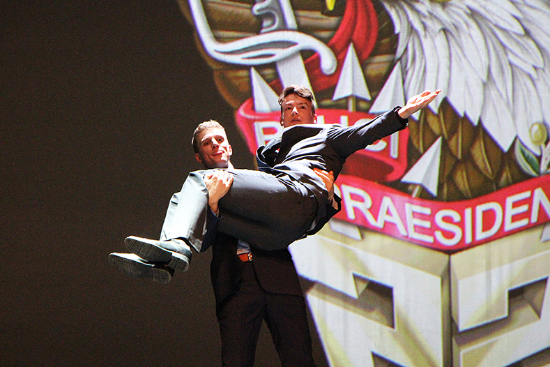 Members of the Class of 2022 performed skits during a live production titled, “Firsties Endgame,ˮ in what is traditionally known as the “100th Night Showˮ on Saturday at Eisenhower Hall Theatre. The 100th Night Show allows cadets, who are 100 days away from graduation, to take a creative, yet humorous take on their four-year experience at the U.S. Military Academy. (Above and below) The photos were taken from several rehearsals leading up to the night of the show, including some in Robinson Auditorium. 