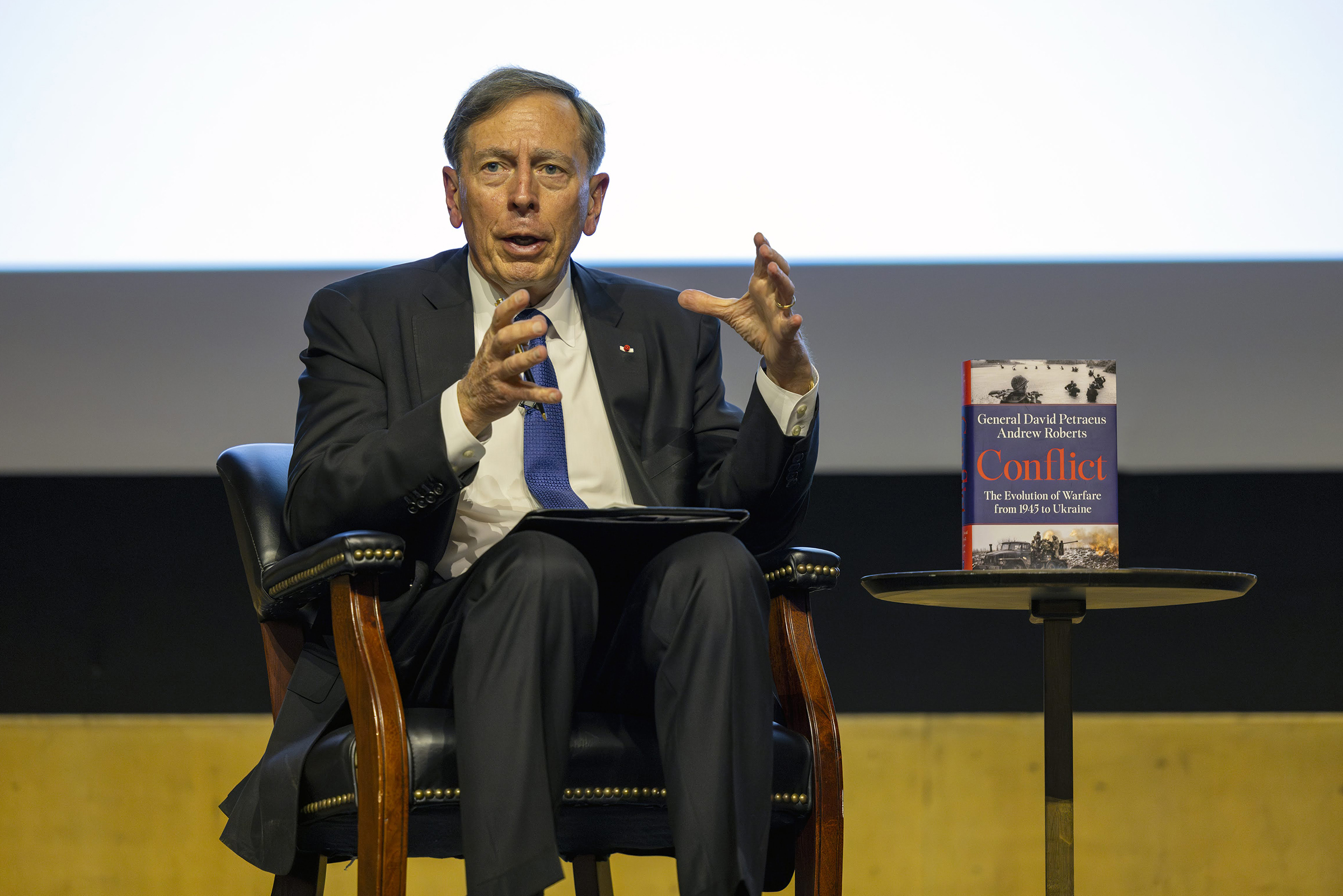 This year’s Class of 1952 Distinguished Lecture occurred April 15 at Robinson Auditorium with retired Gen. David Petraeus providing more than 1,000 cadets from SS202 American Politics and SS307 Introduction to International Relations and faculty members insights from his professional experiences as well as his recent book “Conflict: The Evolution of Warfare from 1945 to Ukraine.”   (Photo by Christopher Hennen/USMA PAO)
