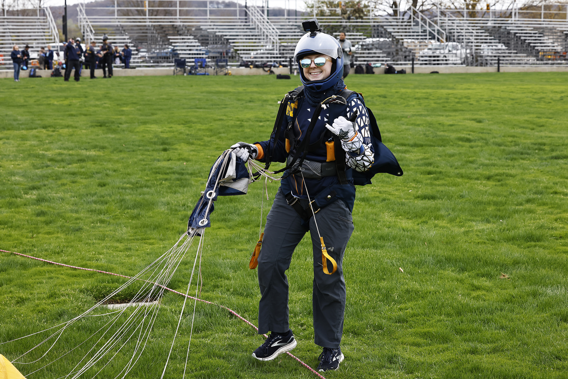 The Army West Point Parachute Team hosted the Air Force Academy and Naval Academy Parachute Teams for the annual Inter-Service Academy Meet (ISAM) on April 19-20 on The Plain.  (Photo by Eric S. Bartelt/USMA PAO)