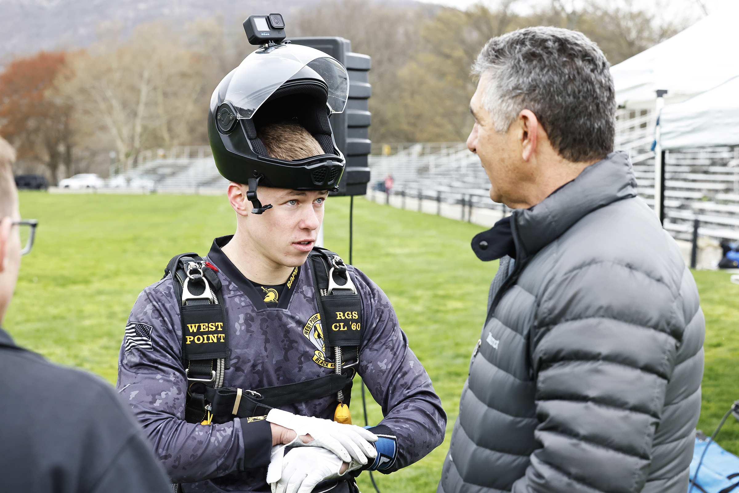 The Army West Point Parachute Team hosted the Air Force Academy and Naval Academy Parachute Teams for the annual Inter-Service Academy Meet (ISAM) on April 19-20 on The Plain.  (Photo by Eric S. Bartelt/USMA PAO)
