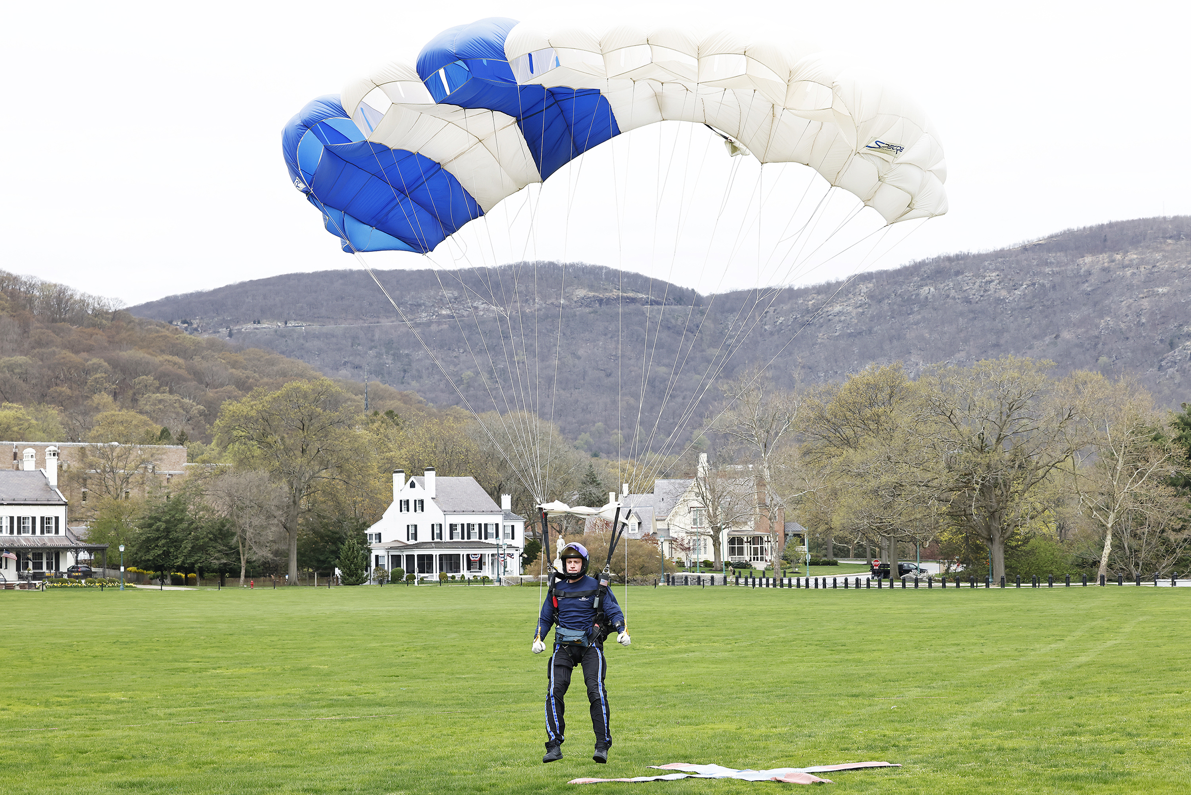 The Army West Point Parachute Team hosted the Air Force Academy and Naval Academy Parachute Teams for the annual Inter-Service Academy Meet (ISAM) on April 19-20 on The Plain.  (Photo by Eric S. Bartelt/USMA PAO)