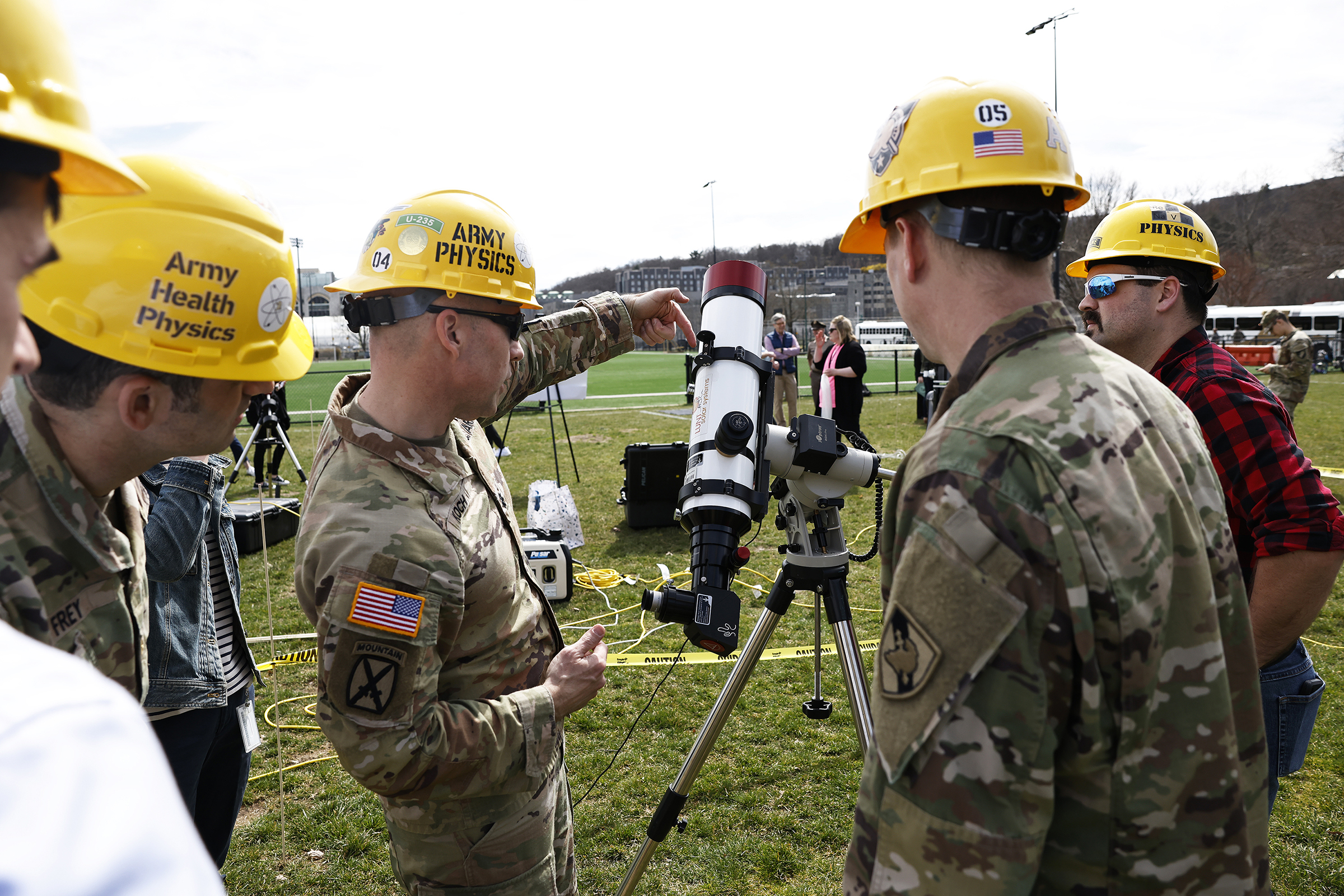 Cadets, staff, faculty and West Point community members traveled to Daly Field April 8 to witness the Solar Eclipse at the U.S. Military Academy.   (Photo by Eric S. Bartelt/USMA PAO)