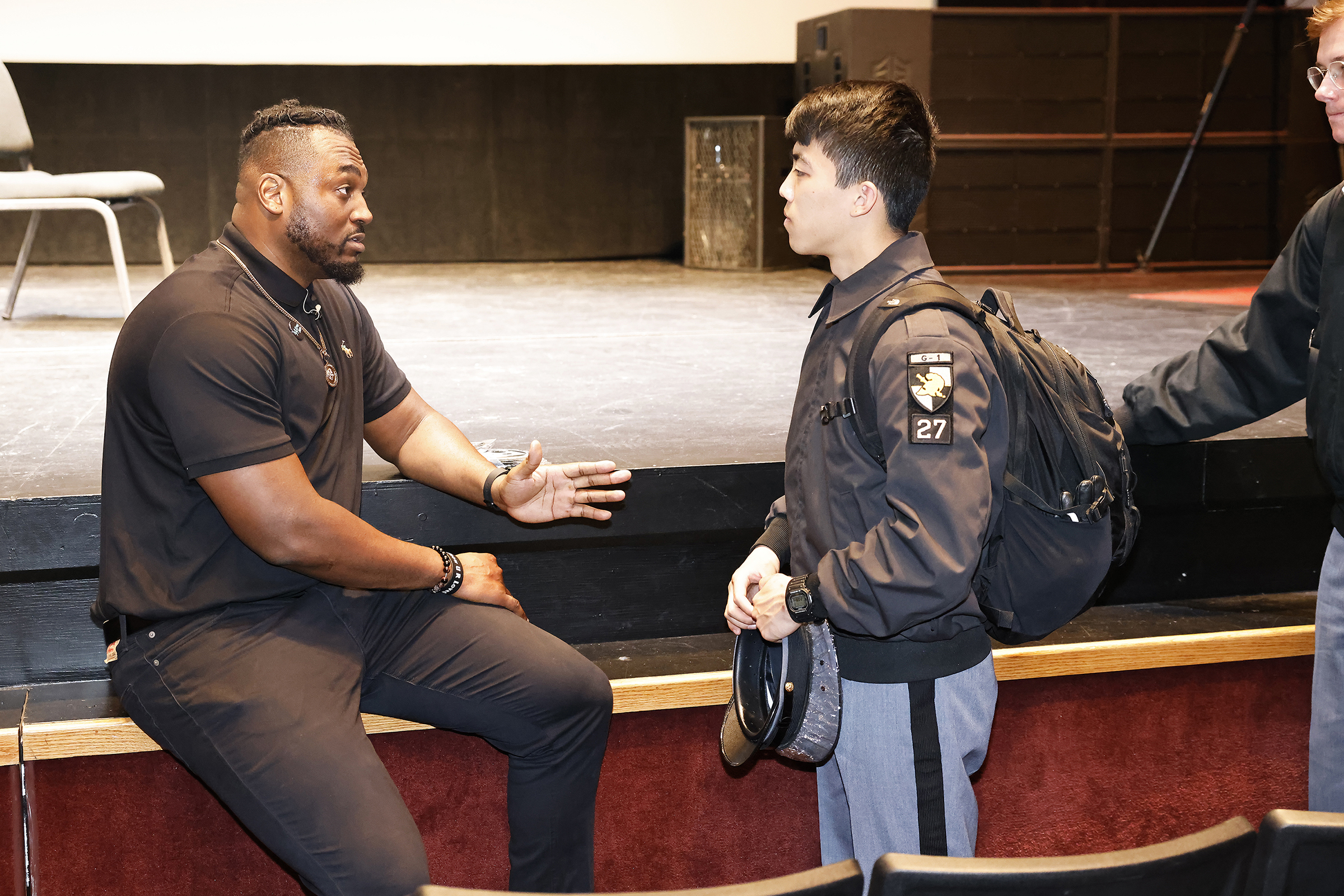 The U.S. Military Academy Sexual Harassment/Assault Prevention (SHARP) program hosted the kickoff event of Sexual Assault Awareness and Prevention Month (SAAPM) featuring spoken word poet, Rashan Legard, on April 2 at Eisenhower Hall Theatre. Legard also spoke to the West Point community during a SAAPM luncheon on April 3 at the West Point Club.  (Photo by Eric S. Bartelt/USMA PAO)