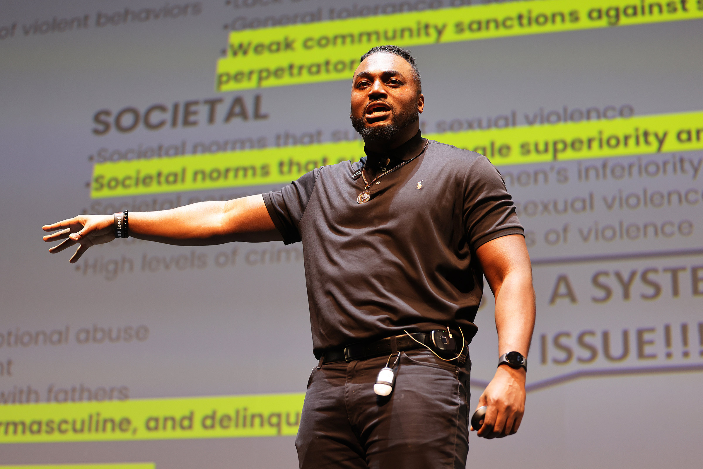 The U.S. Military Academy Sexual Harassment/Assault Prevention (SHARP) program hosted the kickoff event of Sexual Assault Awareness and Prevention Month (SAAPM) featuring spoken word poet, Rashan Legard, on April 2 at Eisenhower Hall Theatre. Legard also spoke to the West Point community during a SAAPM luncheon on April 3 at the West Point Club.  (Photo by Eric S. Bartelt/USMA PAO)