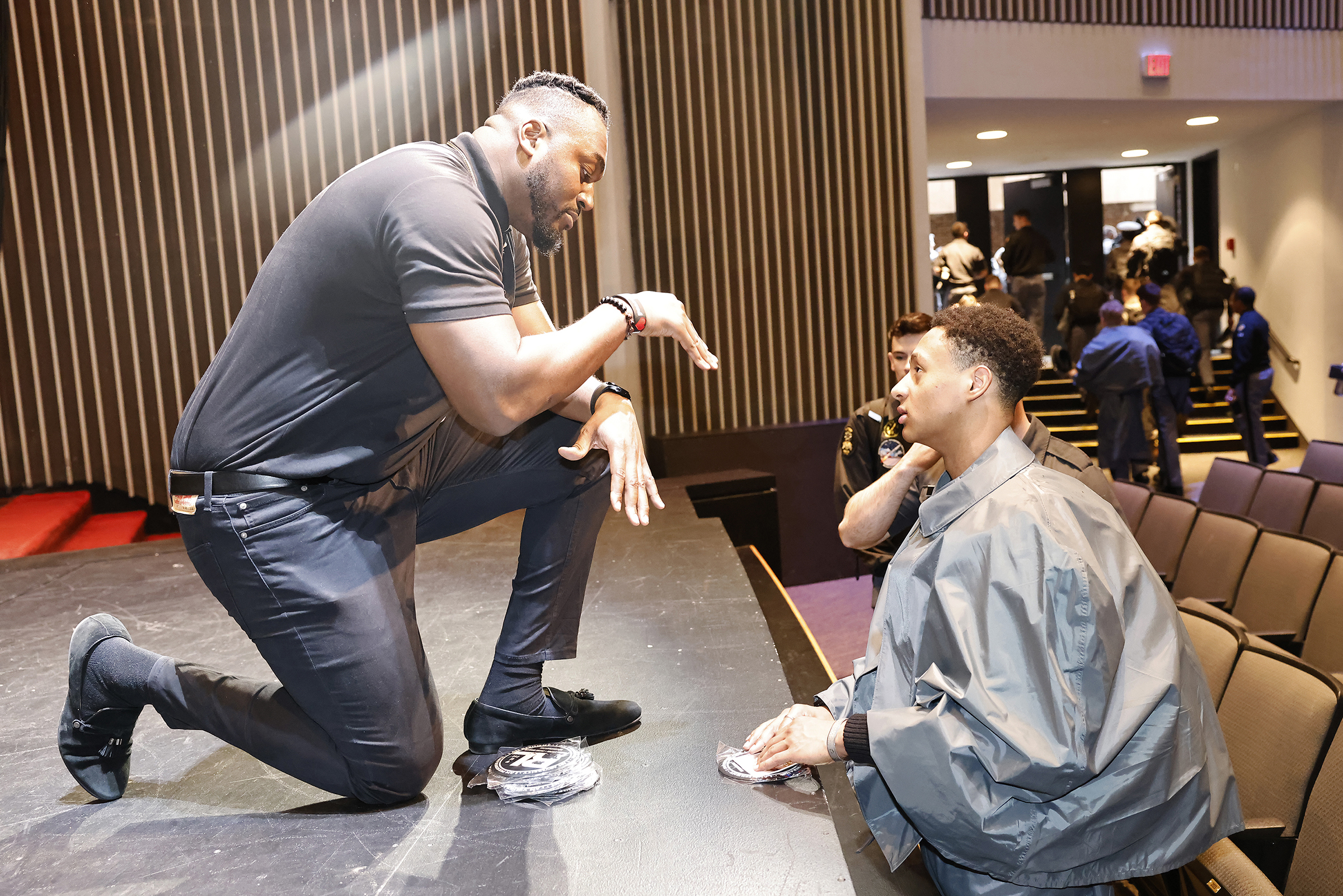 The U.S. Military Academy Sexual Harassment/Assault Prevention (SHARP) program hosted the kickoff event of Sexual Assault Awareness and Prevention Month (SAAPM) featuring spoken word poet, Rashan Legard, on April 2 at Eisenhower Hall Theatre. Legard also spoke to the West Point community during a SAAPM luncheon on April 3 at the West Point Club.  (Photo by Eric S. Bartelt/USMA PAO)