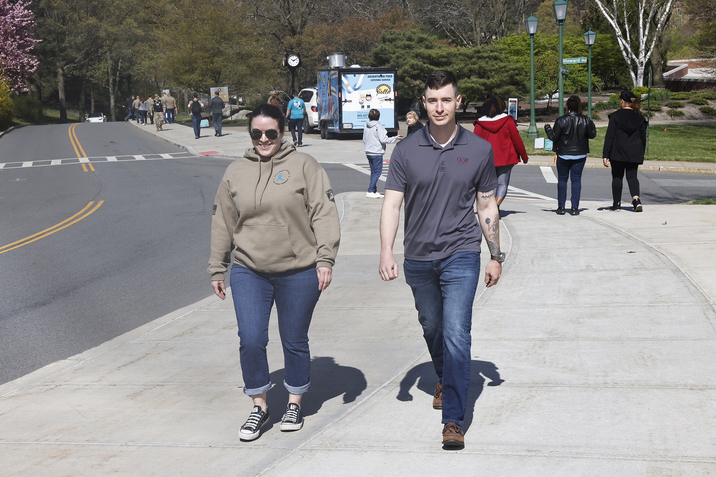 The West Point Sexual Harassment Assault Response Prevention (SHARP) team hosted the Walk A Mile in observance of Sexual Assault Awareness and Prevention Month (SAAPM) April 24 at the Beat Navy Tunnel and sidewalk area along Eisenhower Hall. Throughout the day, the community also wore denim as it is Demin Day, which supports sexual assault survivors.  (Photo by Eric S. Bartelt/USMA PAO)