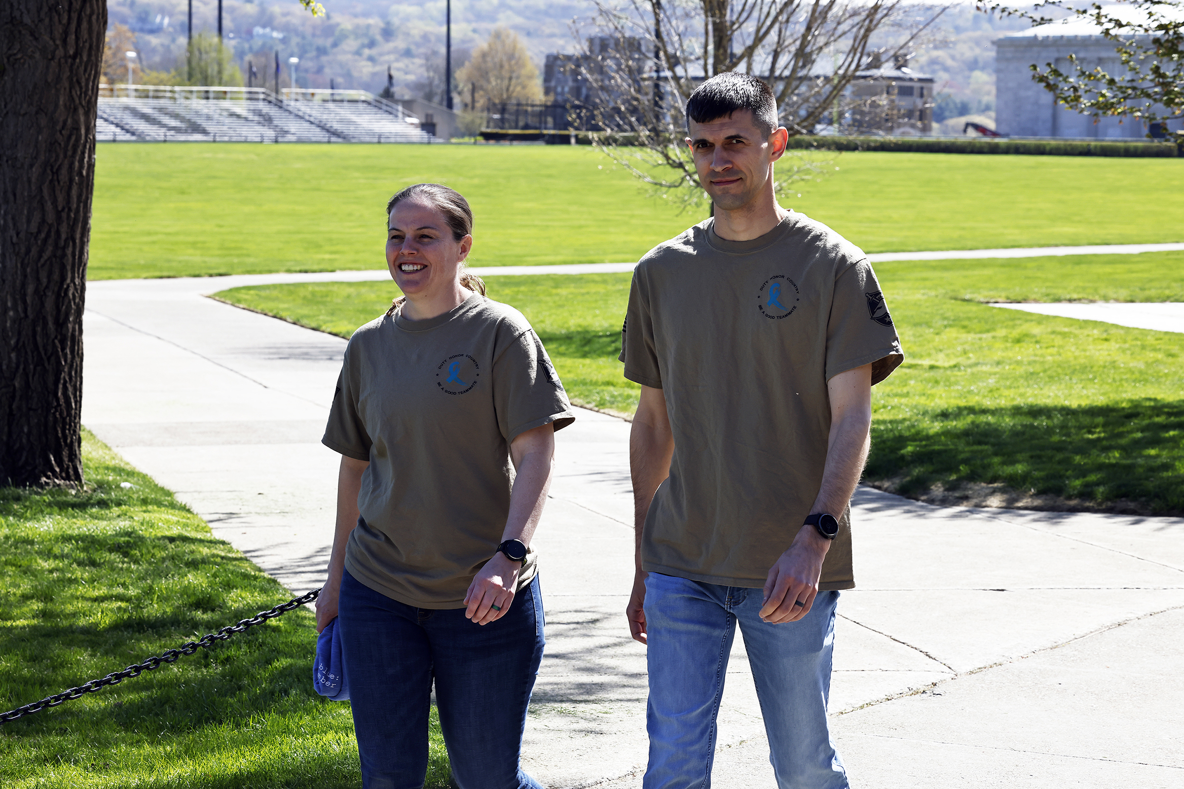 The West Point Sexual Harassment Assault Response Prevention (SHARP) team hosted the Walk A Mile in observance of Sexual Assault Awareness and Prevention Month (SAAPM) April 24 at the Beat Navy Tunnel and sidewalk area along Eisenhower Hall. Throughout the day, the community also wore denim as it is Demin Day, which supports sexual assault survivors.  (Photo by Eric S. Bartelt/USMA PAO)