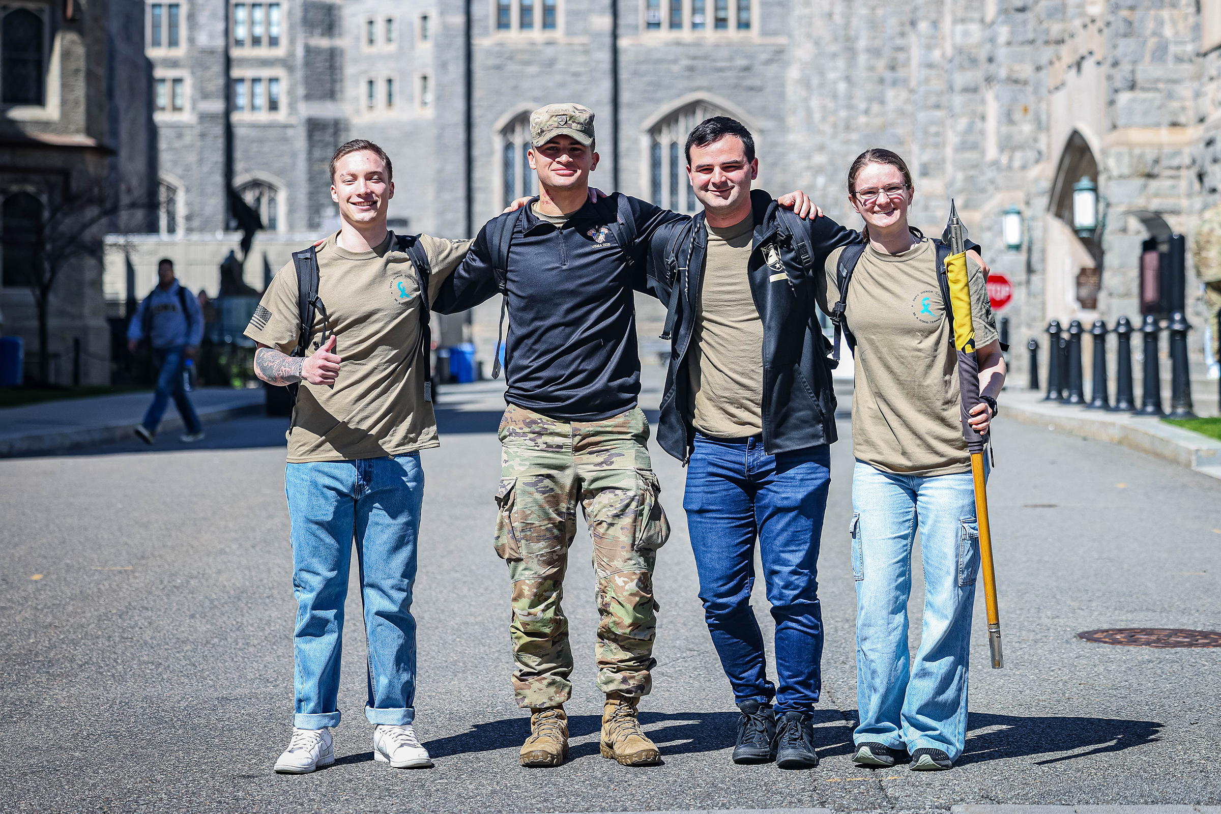 The West Point Sexual Harassment Assault Response Prevention (SHARP) team hosted the Walk A Mile in observance of Sexual Assault Awareness and Prevention Month (SAAPM) April 24 at the Beat Navy Tunnel and sidewalk area along Eisenhower Hall. Throughout the day, the community also wore denim as it is Demin Day, which supports sexual assault survivors.  (Photo by Jorge Garcia/USMA PAO)