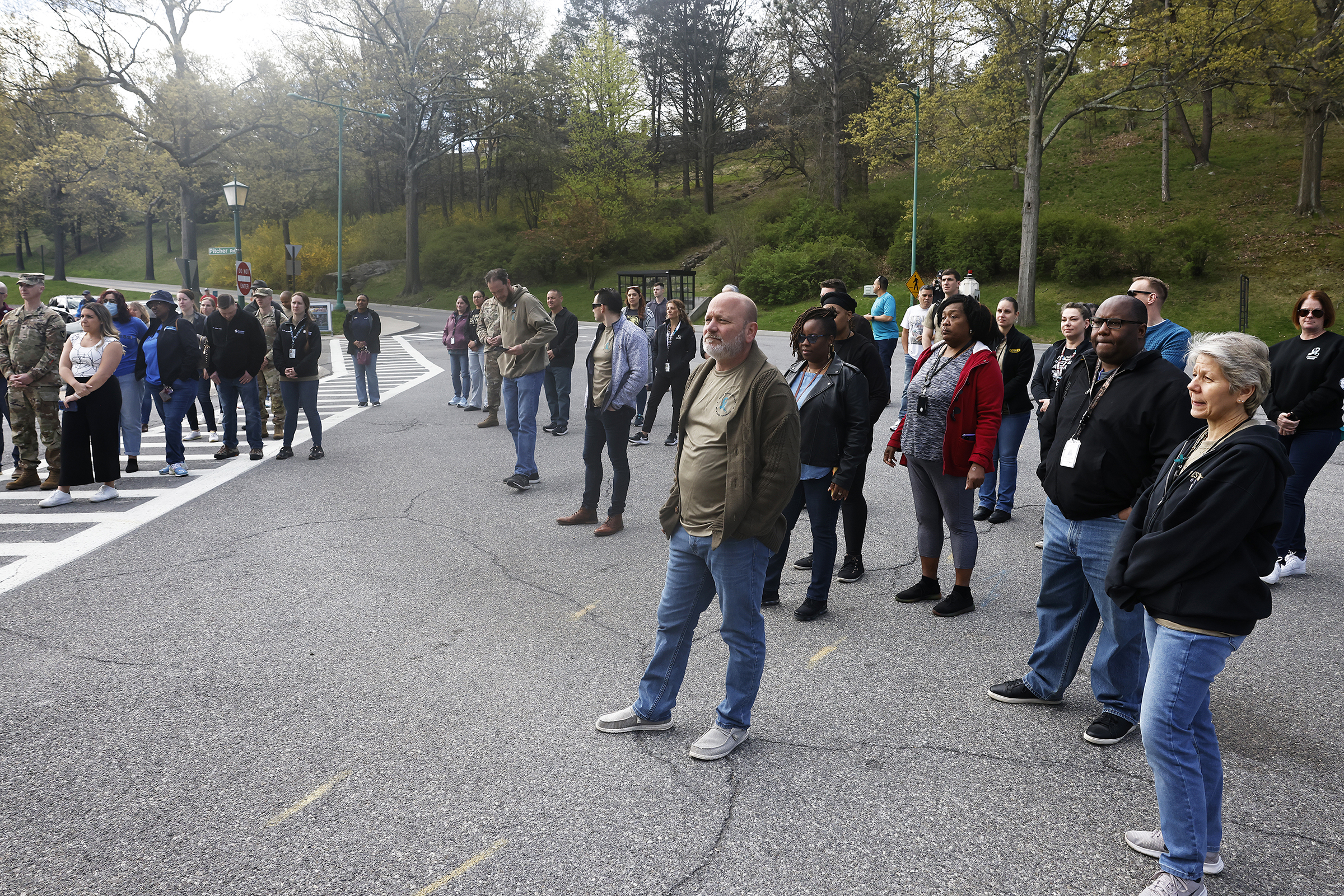 The West Point Sexual Harassment Assault Response Prevention (SHARP) team hosted the Walk A Mile in observance of Sexual Assault Awareness and Prevention Month (SAAPM) April 24 at the Beat Navy Tunnel and sidewalk area along Eisenhower Hall. Throughout the day, the community also wore denim as it is Demin Day, which supports sexual assault survivors.  (Photo by Eric S. Bartelt/USMA PAO)
