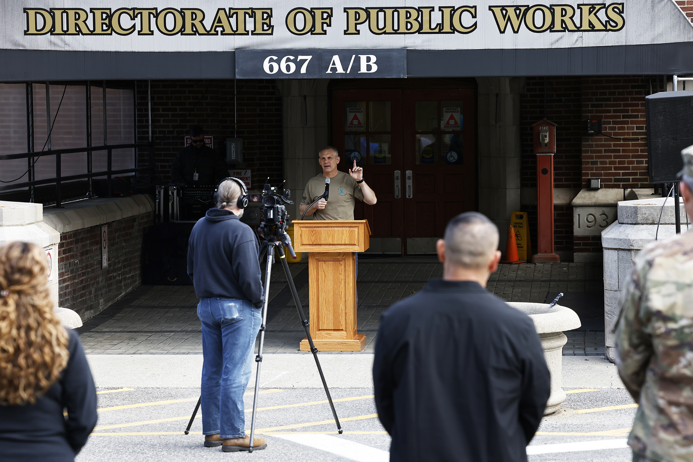 The West Point Sexual Harassment Assault Response Prevention (SHARP) team hosted the Walk A Mile in observance of Sexual Assault Awareness and Prevention Month (SAAPM) April 24 at the Beat Navy Tunnel and sidewalk area along Eisenhower Hall. Throughout the day, the community also wore denim as it is Demin Day, which supports sexual assault survivors.  (Photo by Eric S. Bartelt/USMA PAO)