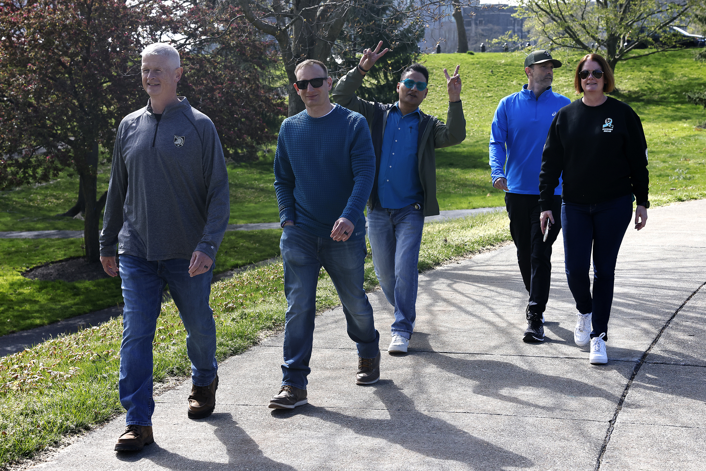 The West Point Sexual Harassment Assault Response Prevention (SHARP) team hosted the Walk A Mile in observance of Sexual Assault Awareness and Prevention Month (SAAPM) April 24 at the Beat Navy Tunnel and sidewalk area along Eisenhower Hall. Throughout the day, the community also wore denim as it is Demin Day, which supports sexual assault survivors.  (Photo by Eric S. Bartelt/USMA PAO)