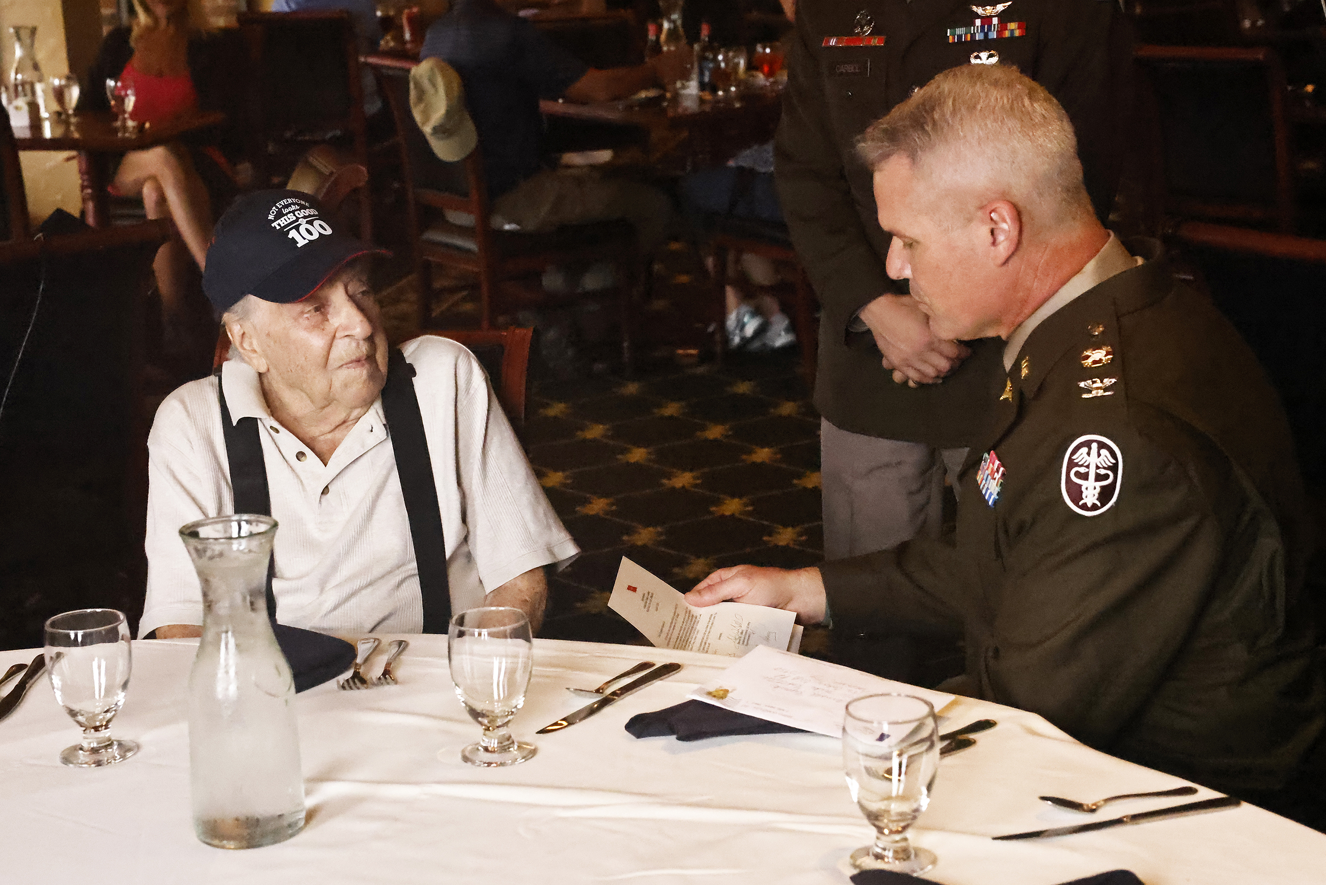 On this national Purple Heart Day, West Point honored World War II veteran and Purple Heart recipient, Arnold Kapernick, who turned 100 years old today on Aug. 7.   (Photo by Eric S. Bartelt/USMA PAO)
