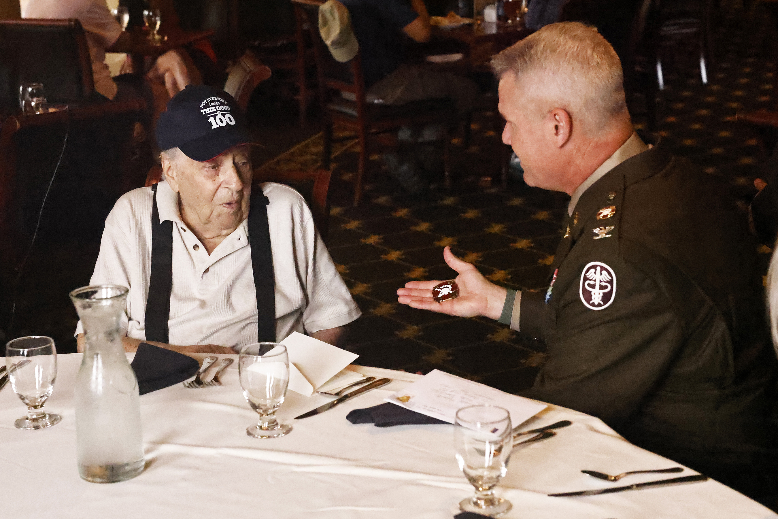 On this national Purple Heart Day, West Point honored World War II veteran and Purple Heart recipient, Arnold Kapernick, who turned 100 years old today on Aug. 7.   (Photo by Eric S. Bartelt/USMA PAO)