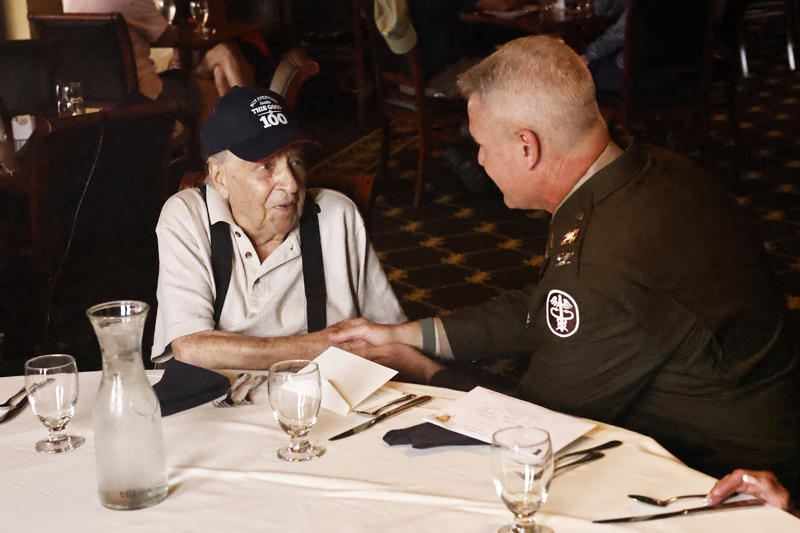 On this national Purple Heart Day, West Point honored World War II veteran and Purple Heart recipient, Arnold Kapernick, who turned 100 years old today on Aug. 7.   (Photo by Eric S. Bartelt/USMA PAO)