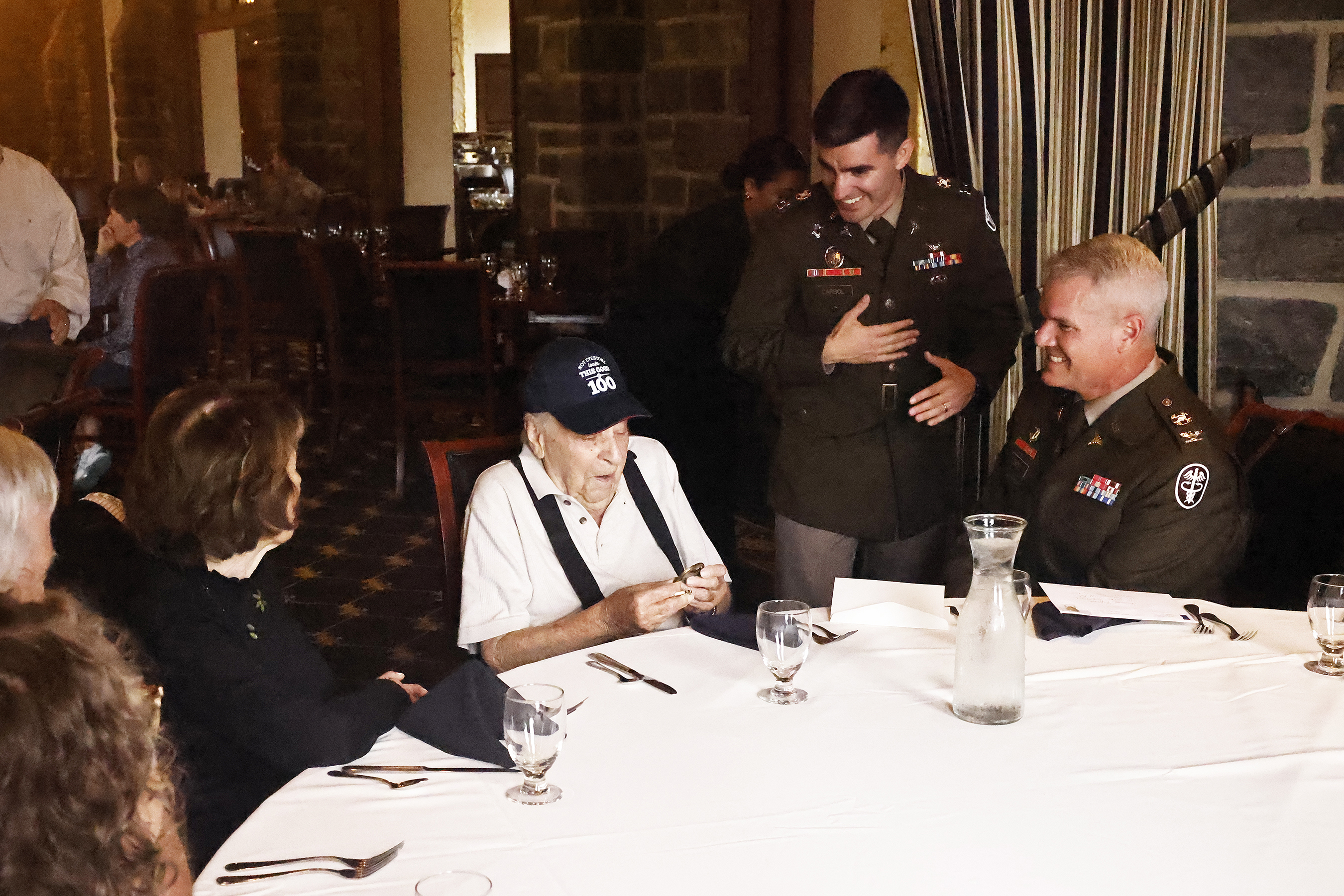 On this national Purple Heart Day, West Point honored World War II veteran and Purple Heart recipient, Arnold Kapernick, who turned 100 years old today on Aug. 7.   (Photo by Eric S. Bartelt/USMA PAO)