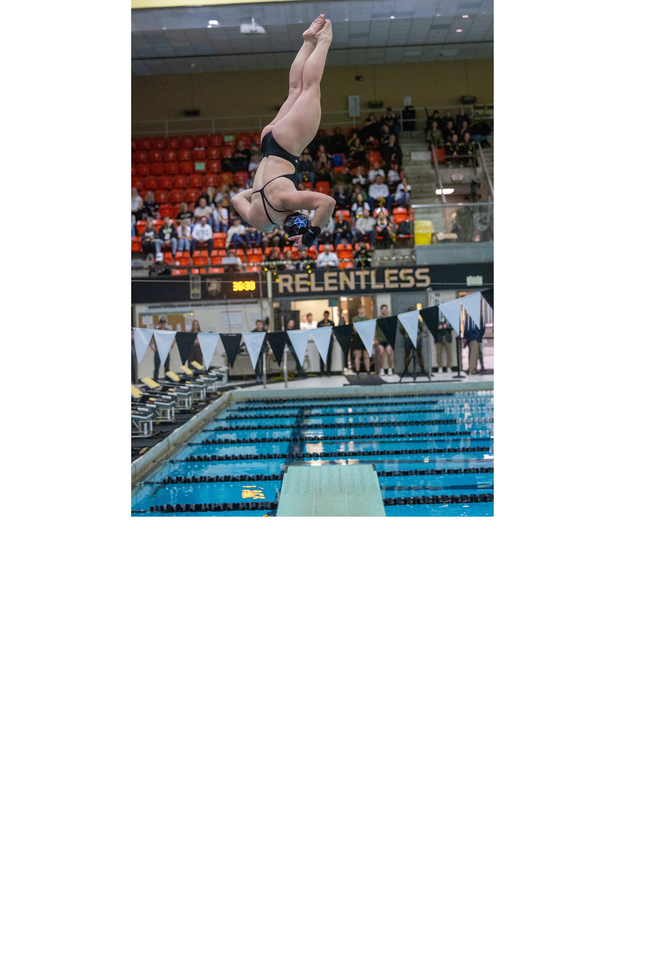 Army faced Navy in Swimming and Diving on Dec. 5 at Crandall Pool. The Army men's and women's teams swept the meet over Navy for the first time since 1988 to earn the 'Star.'  (Photo by Eric S. Bartelt/USMA PAO)