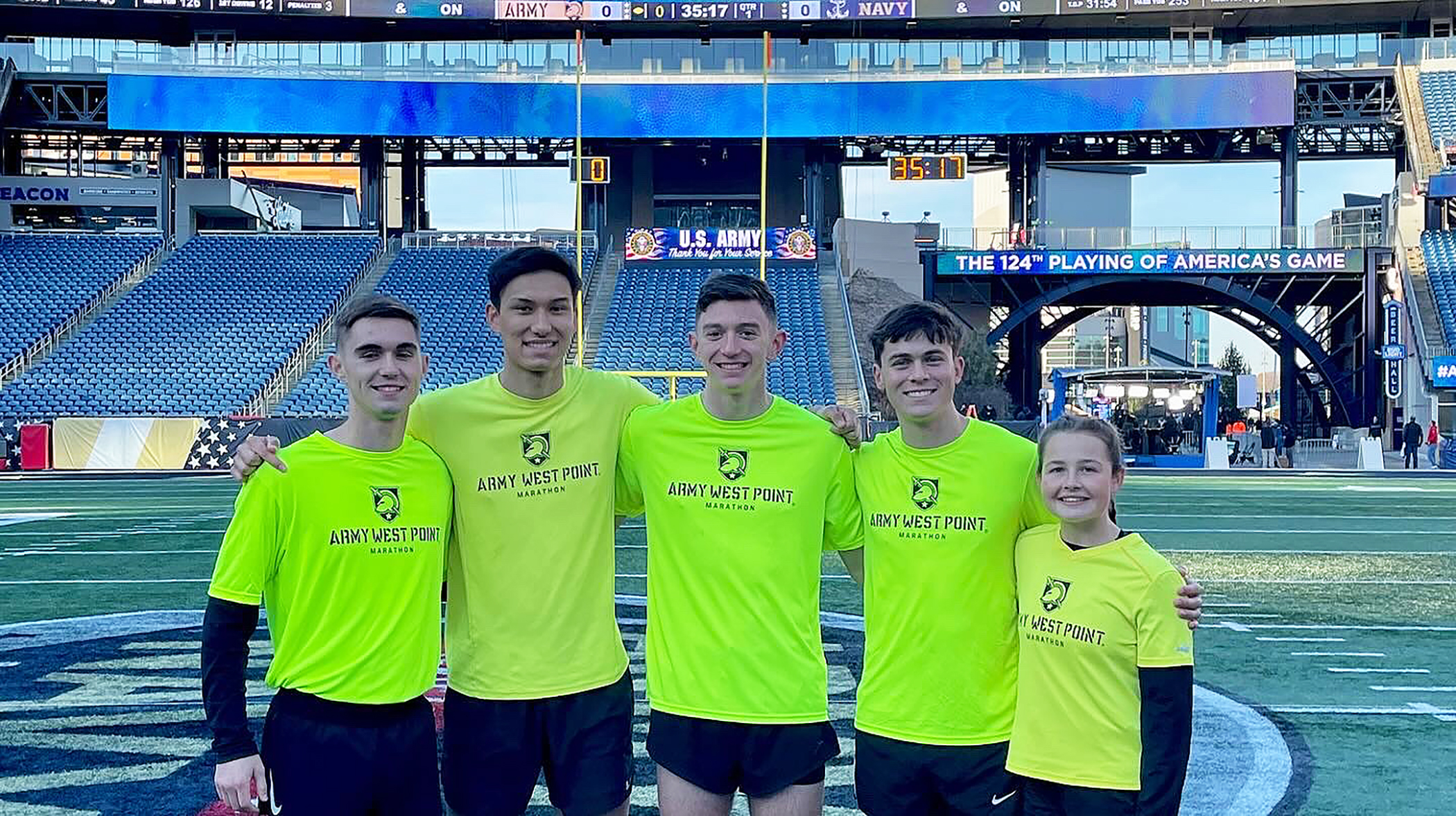 The approximately 300-mile journey of the Army-Navy Ball Run begins Wednesday, Dec. 11, in front of Quarters 100 of U.S. Military Academy Superintendent Lt. Gen. Steven Gilland’s home. Eighteen members of the Army West Point Marathon Team will step off to cheers from the West Point community and Corps of Cadets to deliver the Army-Navy gameday ball to Northwest Stadium, home of the NFL’s Washington Commanders, in Landover, Md., on Saturday, Dec. 14, for the 125th iteration of the Army-Navy Game.  (Photo cou