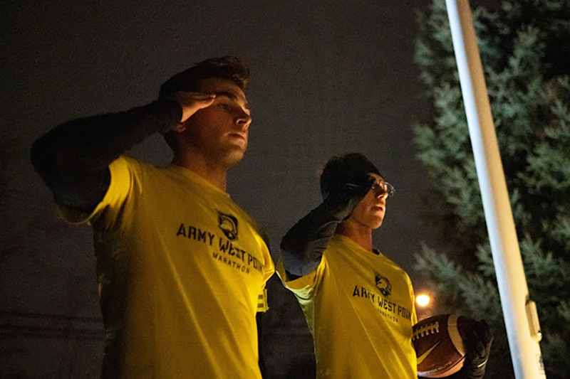 The approximately 300-mile journey of the Army-Navy Ball Run begins Wednesday, Dec. 11, in front of Quarters 100 of U.S. Military Academy Superintendent Lt. Gen. Steven Gilland’s home. Eighteen members of the Army West Point Marathon Team will step off to cheers from the West Point community and Corps of Cadets to deliver the Army-Navy gameday ball to Northwest Stadium, home of the NFL’s Washington Commanders, in Landover, Md., on Saturday, Dec. 14, for the 125th iteration of the Army-Navy Game.  (Photo cou