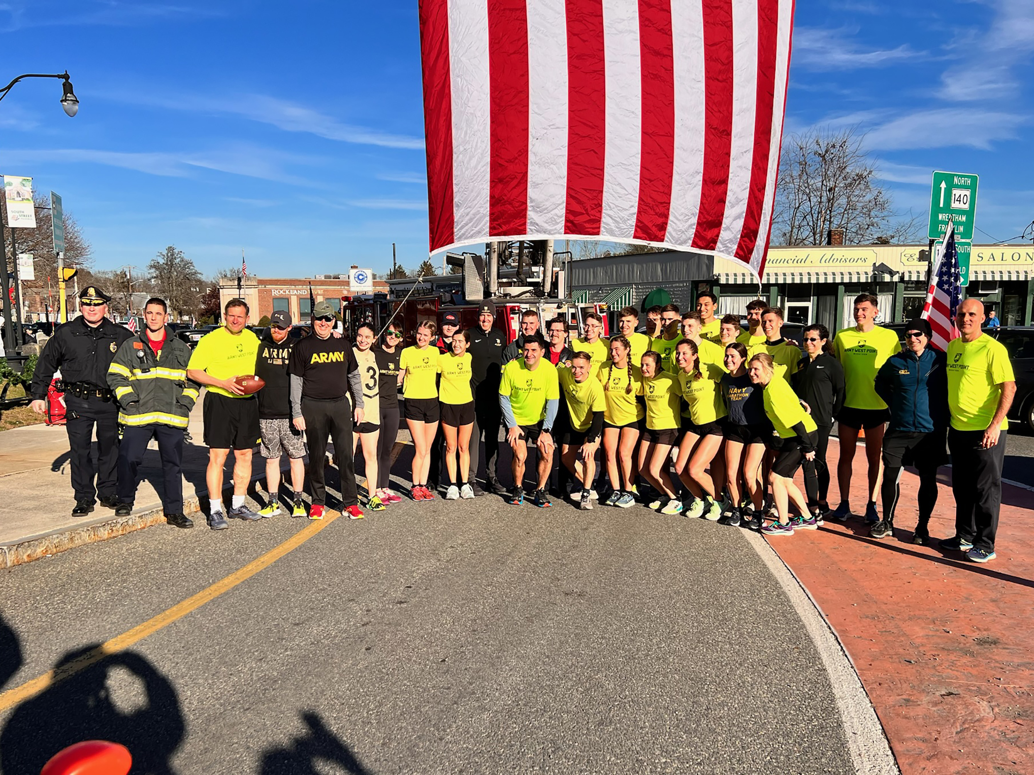 The approximately 300-mile journey of the Army-Navy Ball Run begins Wednesday, Dec. 11, in front of Quarters 100 of U.S. Military Academy Superintendent Lt. Gen. Steven Gilland’s home. Eighteen members of the Army West Point Marathon Team will step off to cheers from the West Point community and Corps of Cadets to deliver the Army-Navy gameday ball to Northwest Stadium, home of the NFL’s Washington Commanders, in Landover, Md., on Saturday, Dec. 14, for the 125th iteration of the Army-Navy Game.  (Photo cou