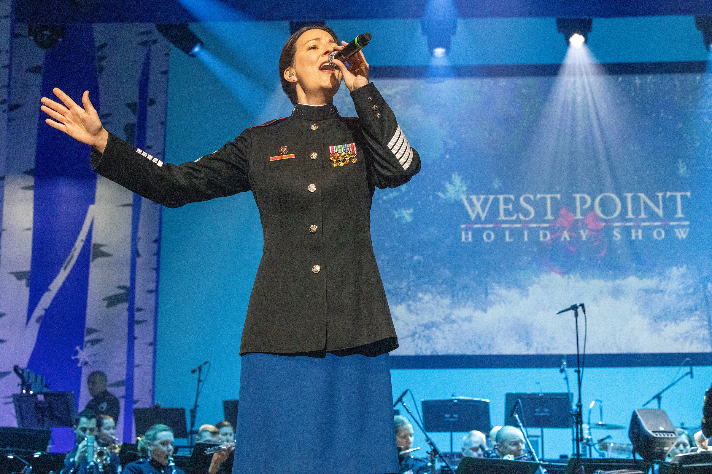 The West Point Band performed its annual holiday concert on Dec. 7-8 at Eisenhower Hall.  (Photo by Eric S. Bartelt/USMA PAO)