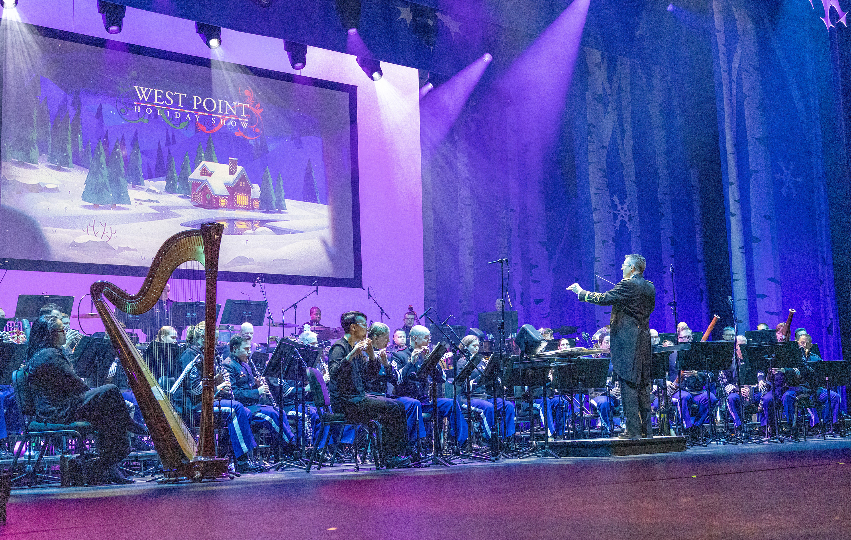 The West Point Band performed its annual holiday concert on Dec. 7-8 at Eisenhower Hall.  (Photo by Eric S. Bartelt/USMA PAO)