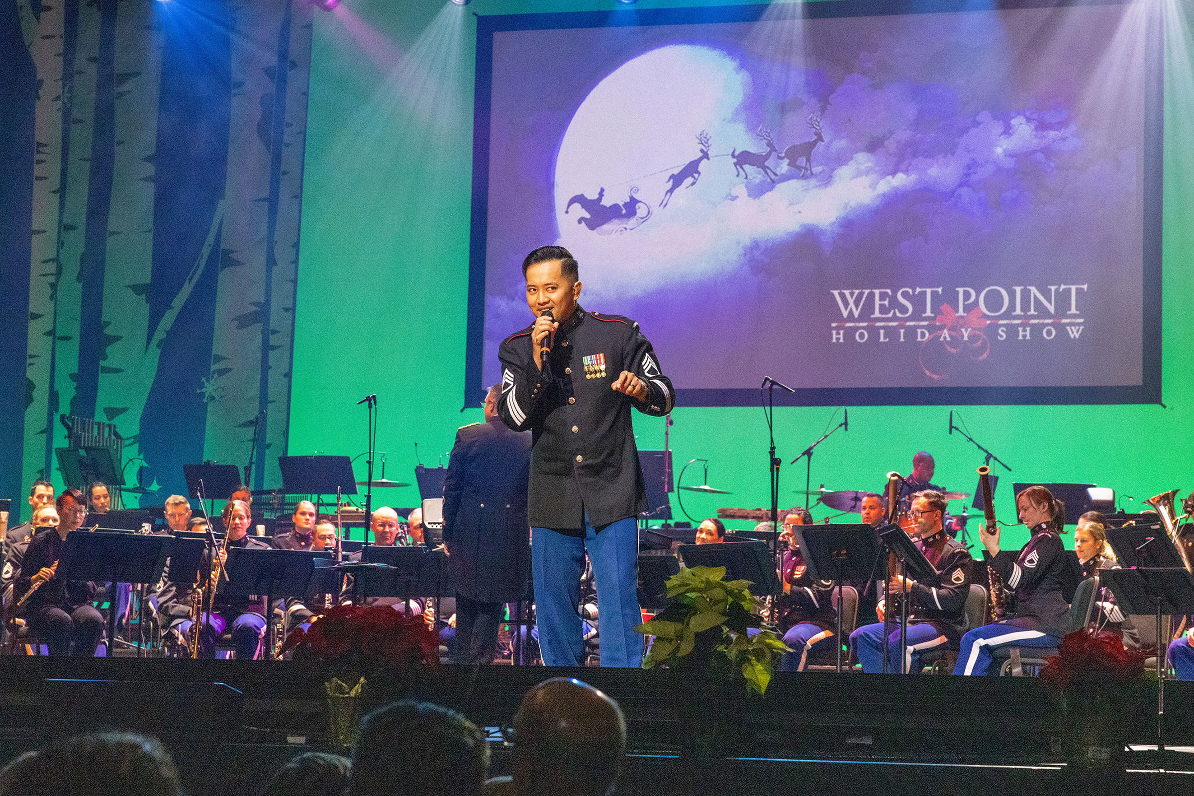 The West Point Band performed its annual holiday concert on Dec. 7-8 at Eisenhower Hall.  (Photo by Eric S. Bartelt/USMA PAO)