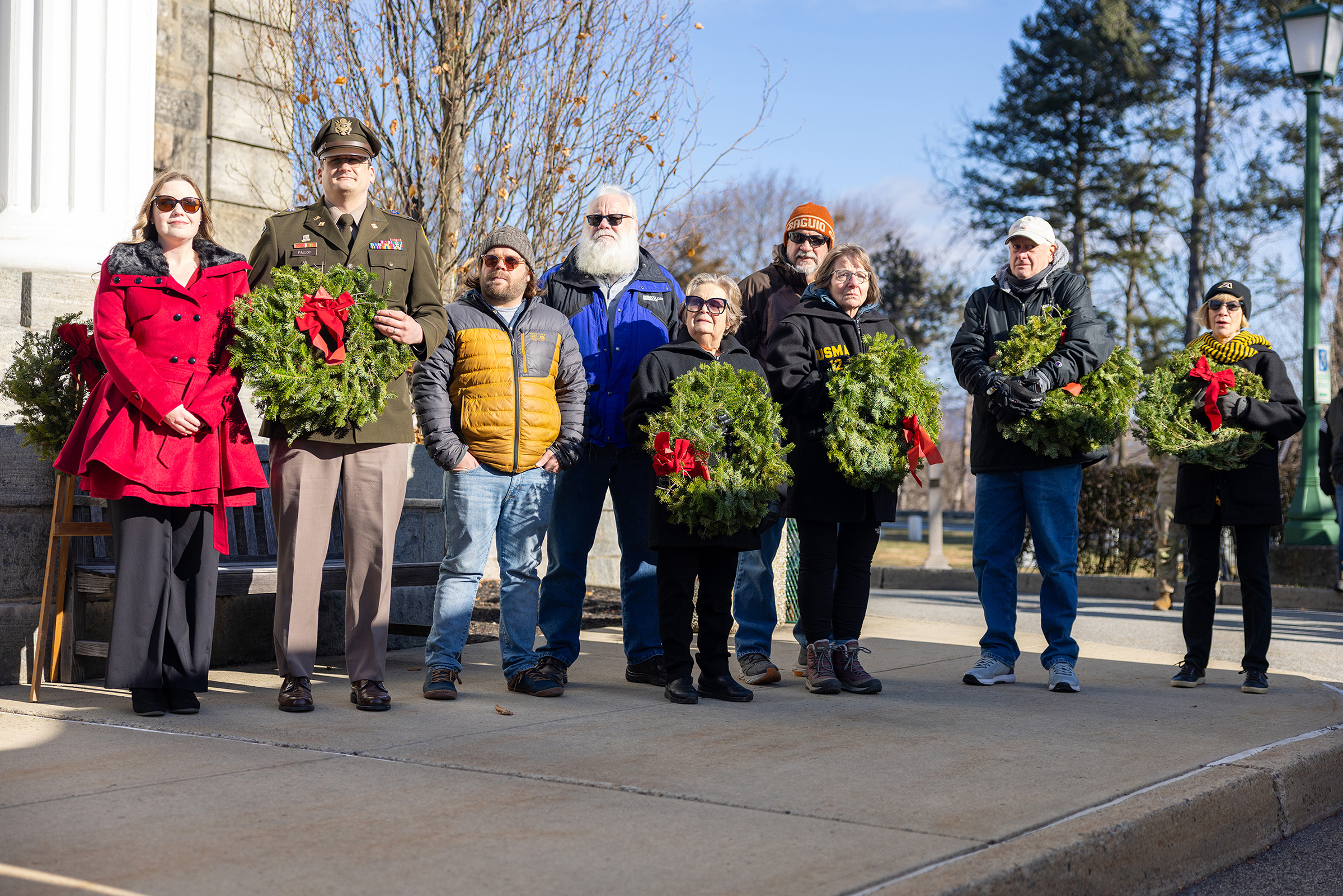 Several hundred volunteers took part in placing 7,350 wreaths throughout the West Point Cemetery during the 15th annual Wreaths Across America on Dec. 7.  (Photo by Eric S. Bartelt/USMA PAO)