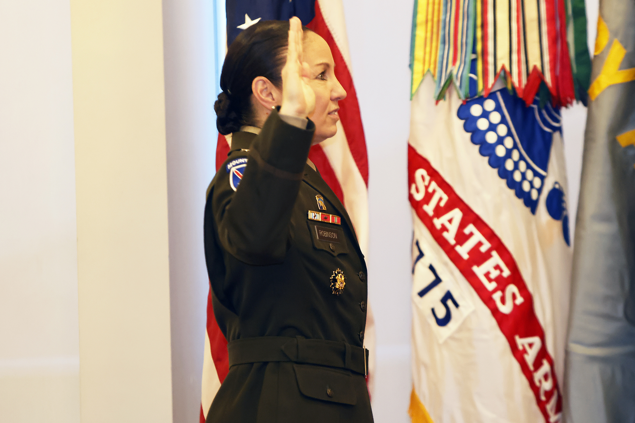 Family, friends, faculty and staff united at the Haig Room in Jefferson Hall Jan. 18 to celebrate the promotion ceremony of U.S. Corps of Cadets (USCC) Commandant, Lori L. Robinson. She was promoted from the rank of brigadier general to major general during a festive time-honored observance that included music, food and a reception hailing the career and future aspirations of the Paterson, N.J., native.