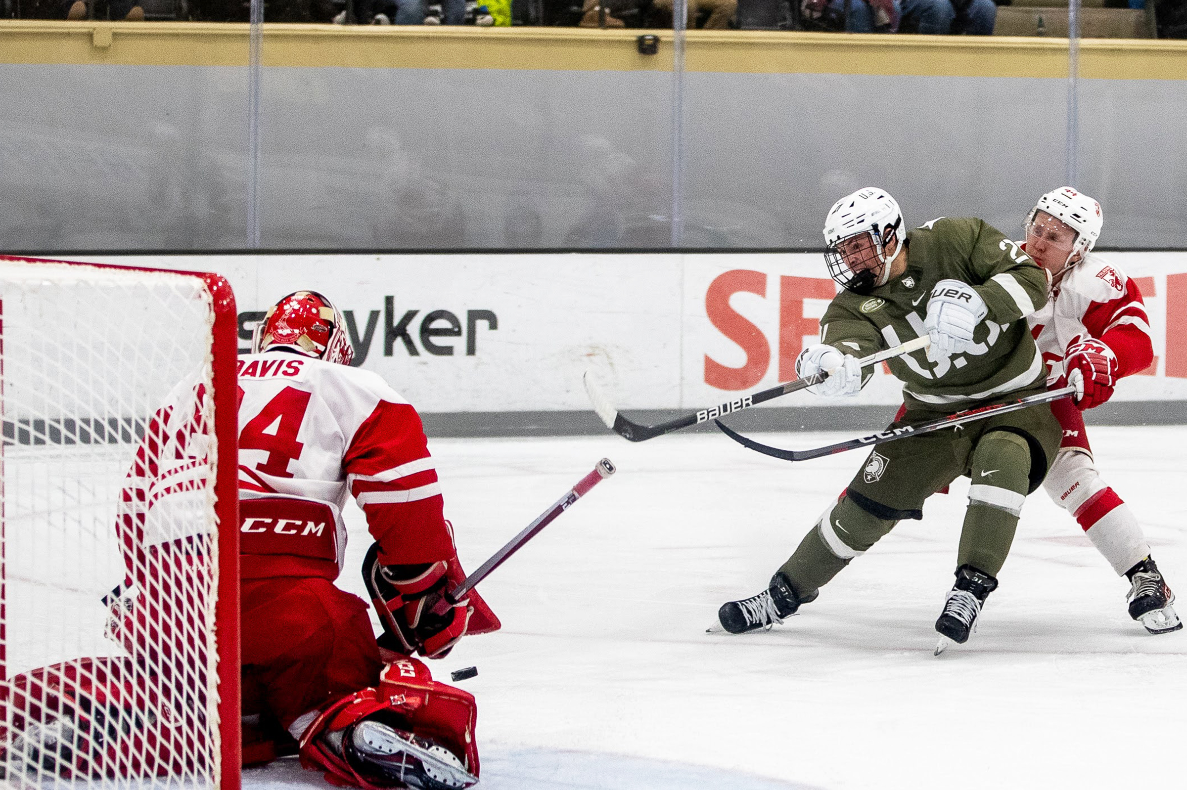 Army West Point hockey (7-17-1 overall, 5-12-1 Atlantic Hockey) defeated its international rival Royal Military College of Canada, 6-1, on Jan. 28 at Tate Rink.  (Photo by Class of 2025 Cadet Matthew Griffin)
