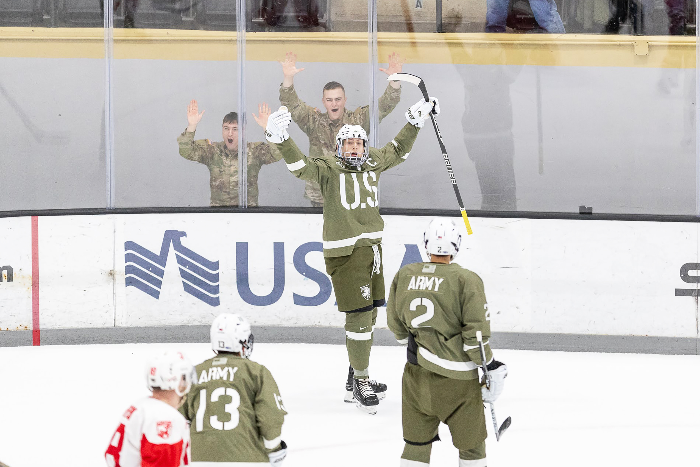 Army West Point hockey (7-17-1 overall, 5-12-1 Atlantic Hockey) defeated its international rival Royal Military College of Canada, 6-1, on Jan. 28 at Tate Rink.  (Photo by Class of 2025 Cadet Matthew Griffin)