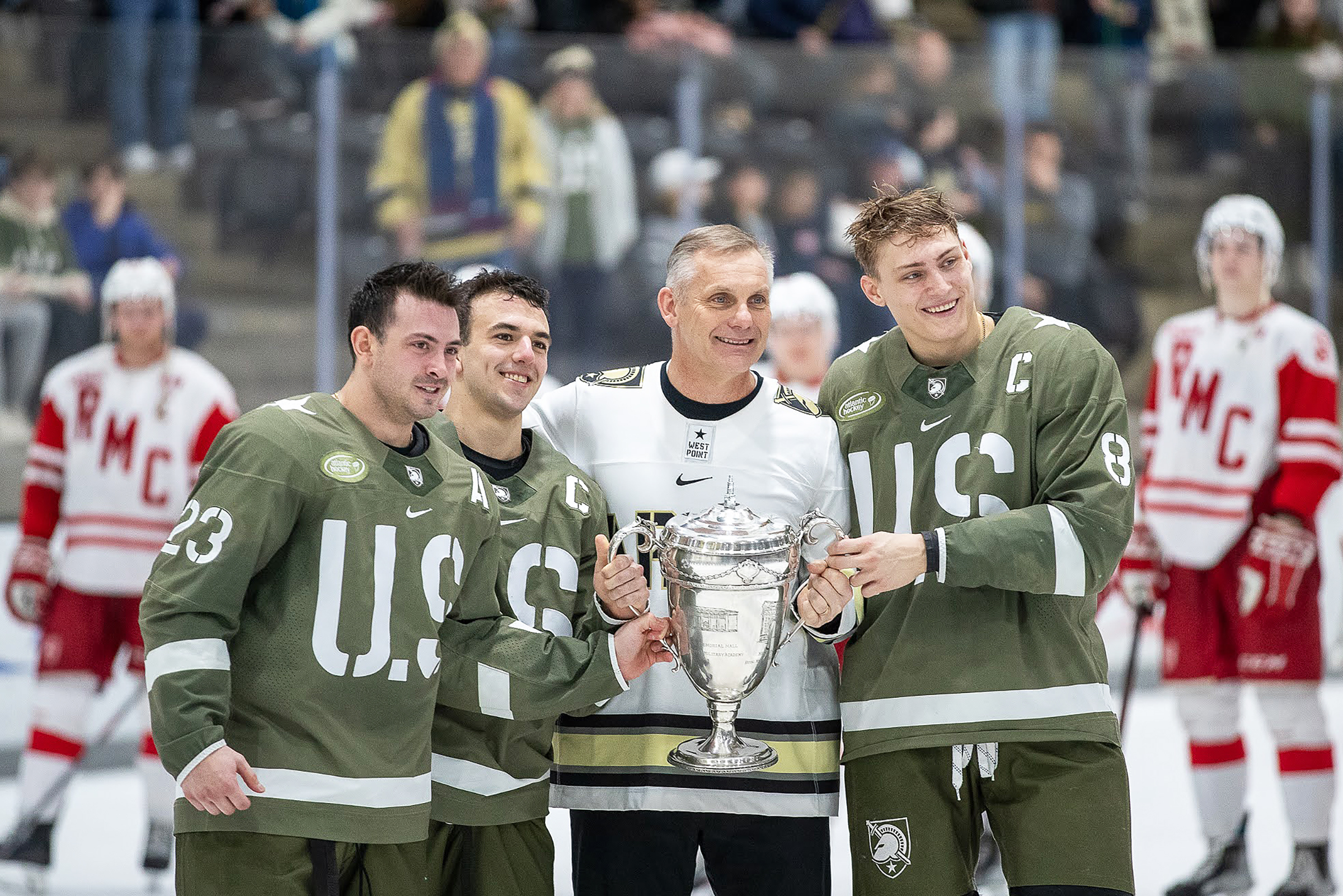 Army West Point hockey (7-17-1 overall, 5-12-1 Atlantic Hockey) defeated its international rival Royal Military College of Canada, 6-1, on Jan. 28 at Tate Rink.  (Photo by Class of 2025 Cadet Matthew Griffin)