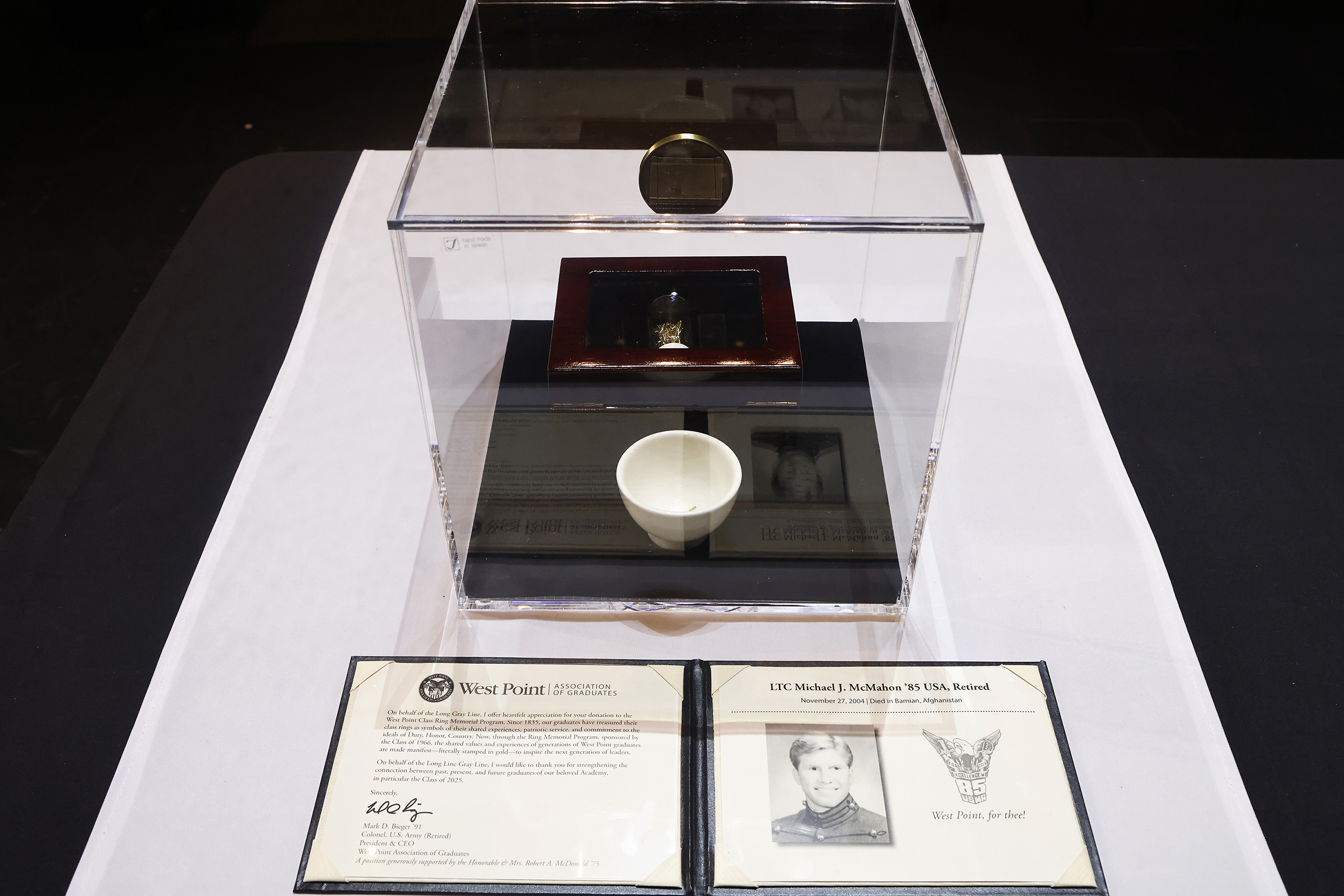 The West Point Association of Graduates hosted its 24th annual Ring Melt Ceremony Jan. 19 at Eisenhower Hall Theatre. The event, sponsored by the U.S. Military Academy Class of 1966, had a record 88 donated rings from graduates that will be used as part of the USMA Class of 2025 rings.  (Photo by Eric S. Bartelt/USMA PAO)