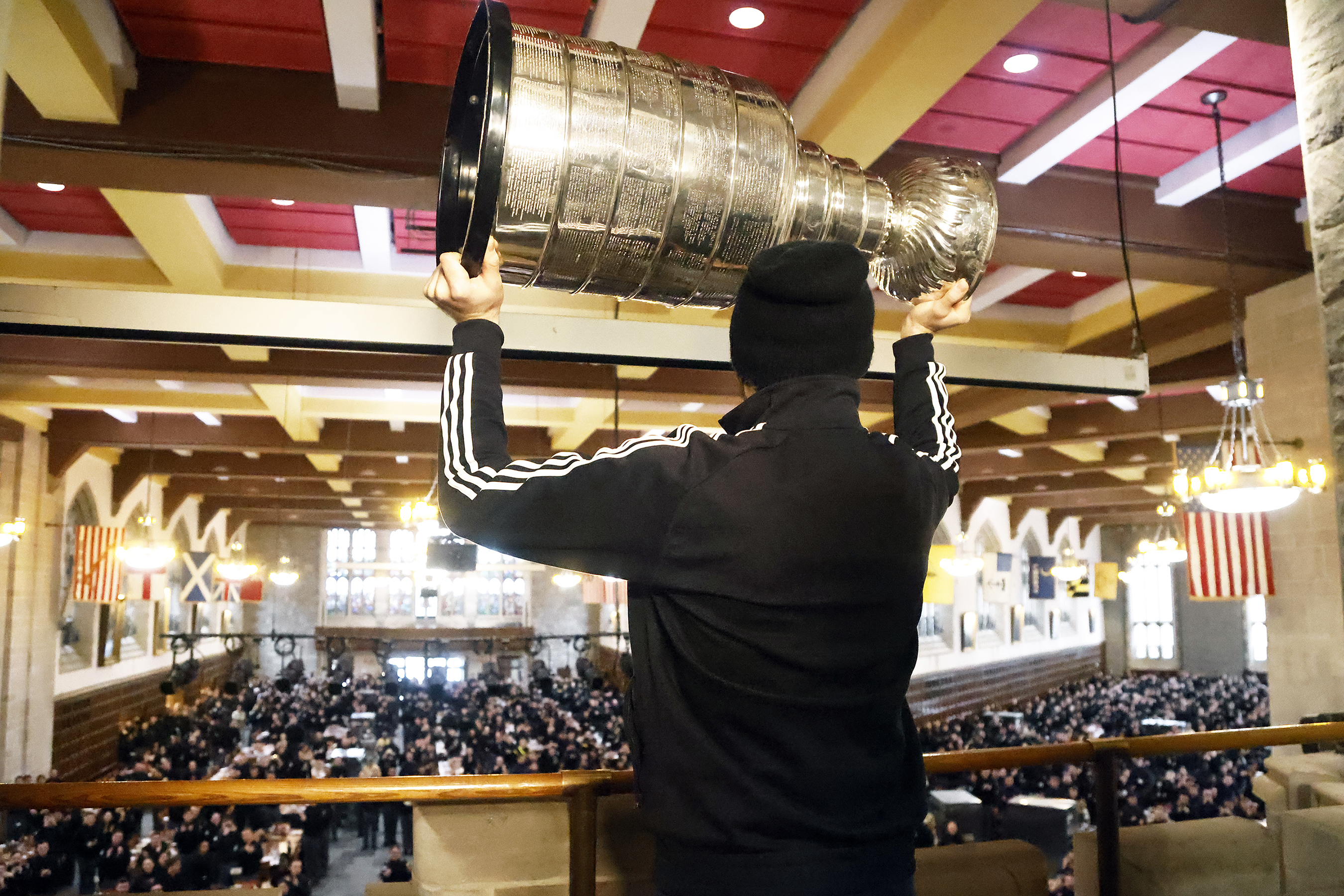 The Holy Grail of sports trophies spent the day at the U.S. Military Academy as the NHL’s Vegas Golden Knights came to West Point with the Stanley Cup on Jan. 24. 2016 Distinguished Graduate Award recipient and owner of the Golden Knights Bill Foley, USMA 1967 graduate, the players and management of the Vegas organization all spent the day at West Point.  (Photo by Eric S. Bartelt/USMA PAO)