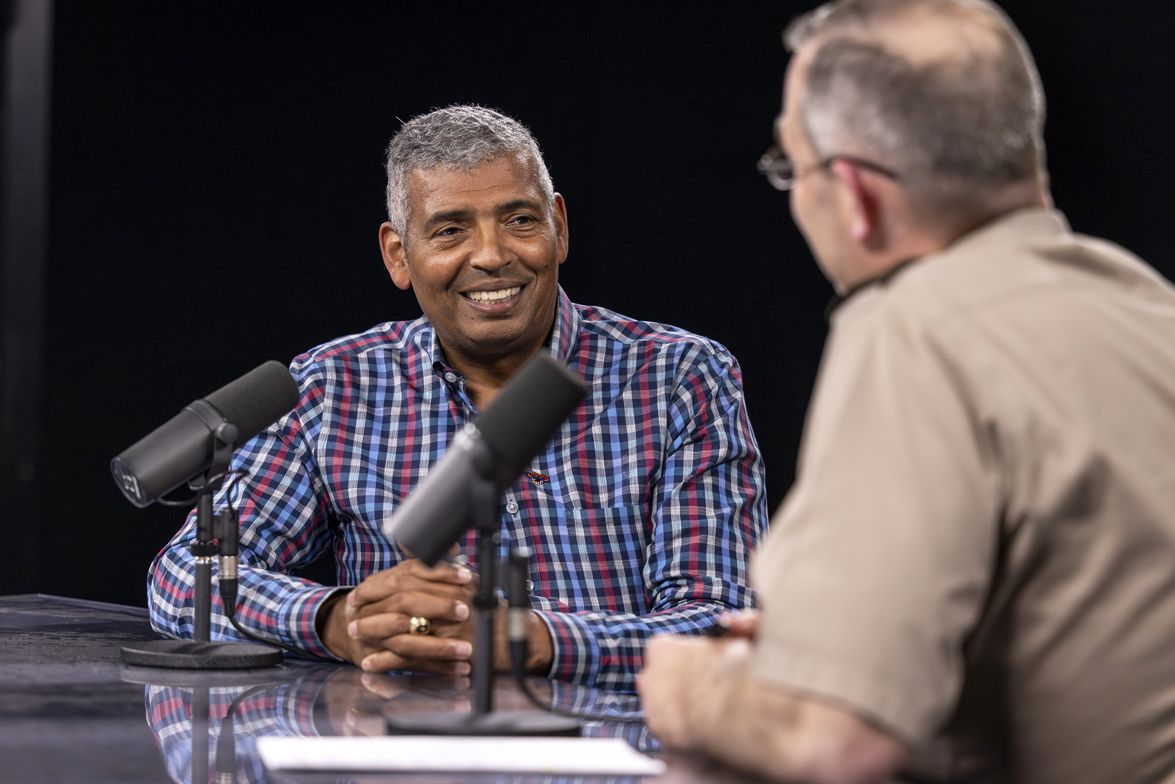 During the new episode of the “Inside West Point: Ideas That Impact” podcast, retired Gen. Vincent Brooks and Dean of the Academic Board, Brig. Gen. Shane Reeves, speak about crisis leadership and information warfare as Brooks shares his extensive experiences and thoughts on leadership, innovation and solving complex problems.  (Photo by Christopher Hennen/USMA PAO)