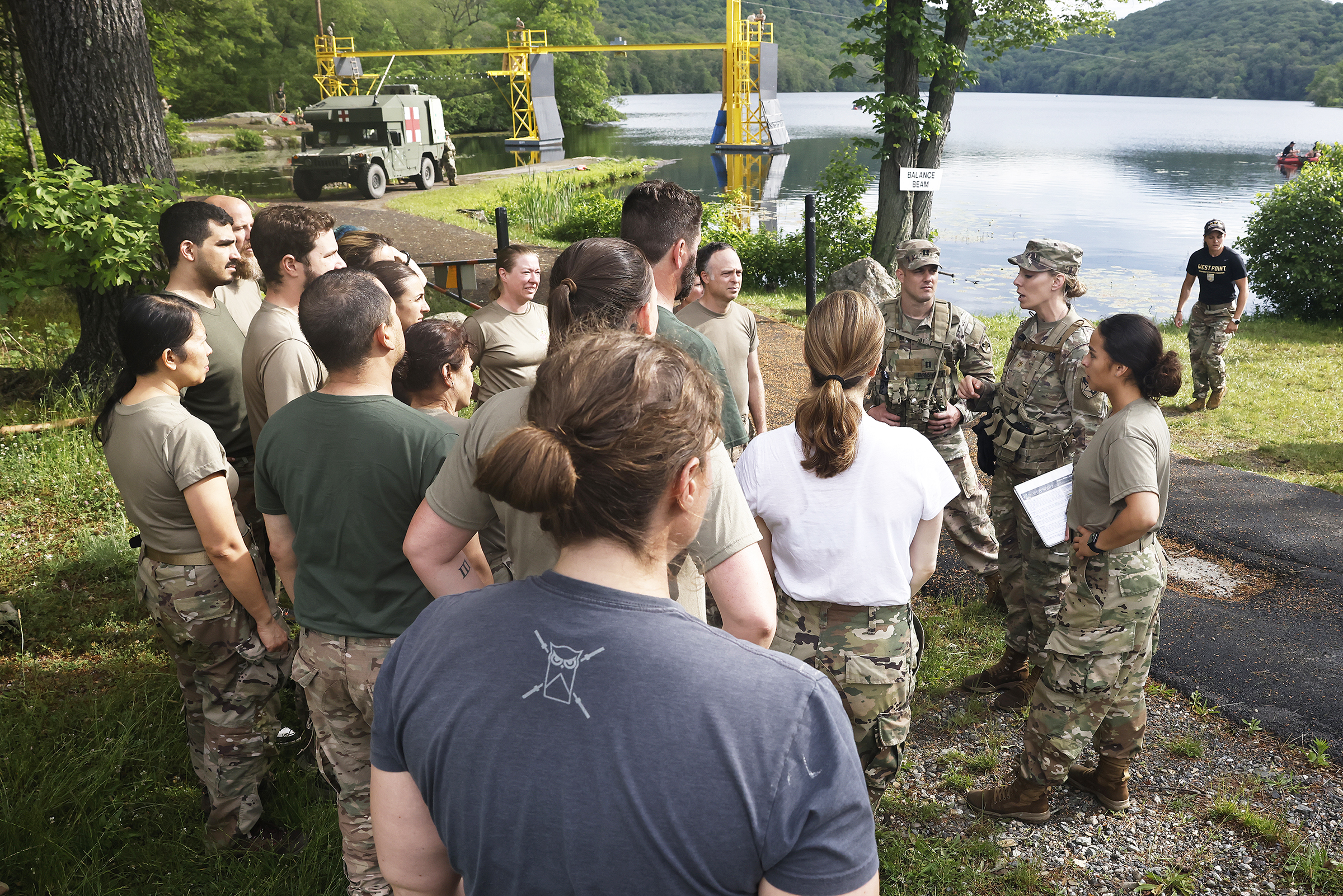 The Simon Center for the Professional Military Ethic and the Department of Military Instruction conducted a Civilian Military Experience (CivMX) for civilian staff, faculty and coaches to immerse in the training experience of cadets and foster a shared understanding about the requirements of the Army profession.  It was a three-day, two-night course from June 5-7, which allowed the 18 participants to engage in a combination of lessons, reflections, field exercises and leadership/fellowship roles to develop 