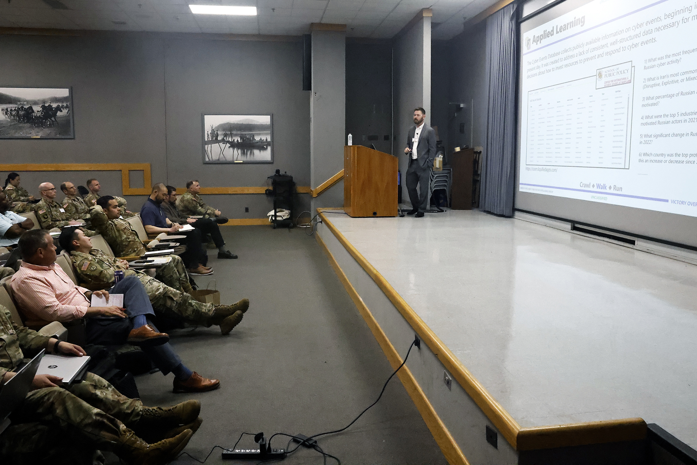 The Center for Data Analysis and Statistics in the Department of Mathematics hosted the Data Literacy 101 -- Train the Trainer for a five-day course from June 3-7 at West Point. The training focuses on training educators to start or continue their data literacy training at their units or organizations. It is a basic four-lesson, 10-hour total course that covers the basics of data literacy, basics of effective teaching and assessing your unit/organization's data literacy.  (Photo by Eric S. Bartelt/USMA PAO)