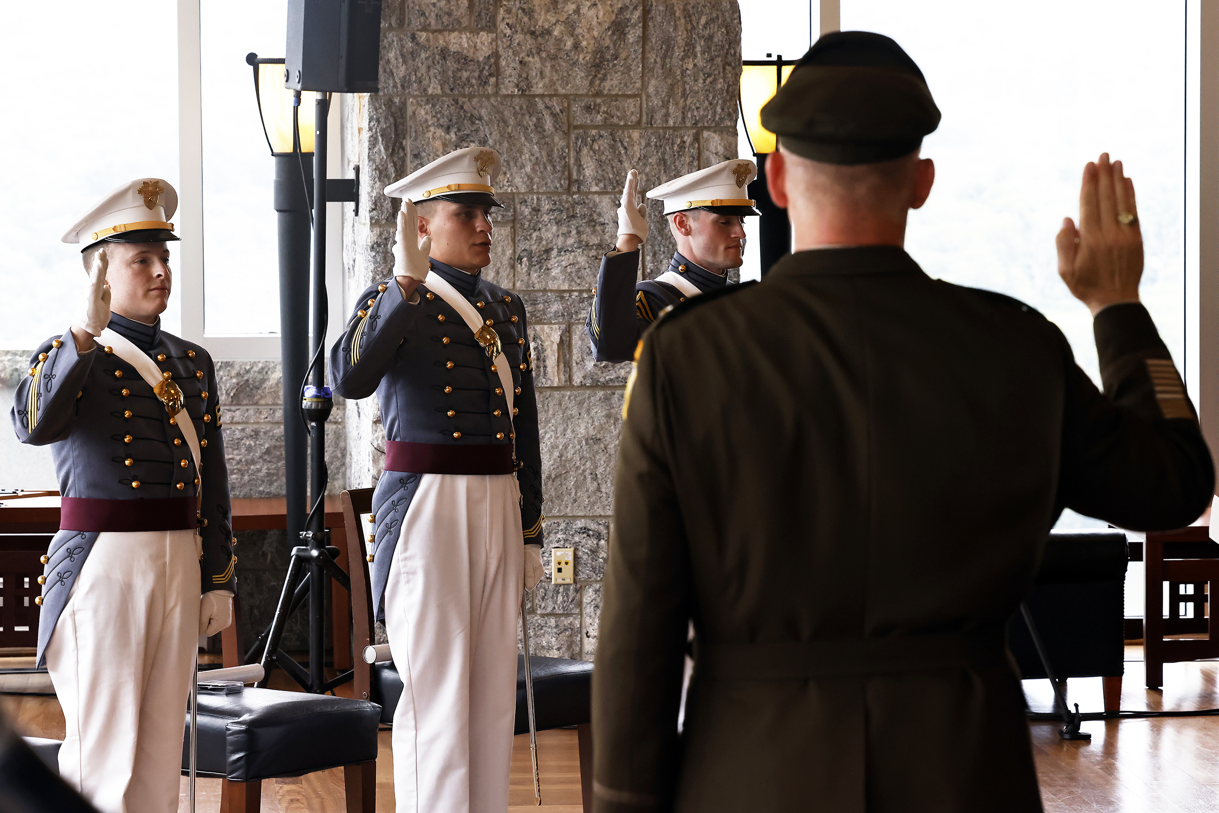 The U.S. Military Academy hosted the Graduation and Commissioning Ceremony of three members of the USMA Class of 2024. Class of 2024 Cadets Banjamin Guerrieri, Julian Sanchez and Ian Winch graduated and are now second lieutenants and members of the Long Gray Line. USMA Superintendent Lt. Gen. Steven Gilland made the graduation address during the ceremony. (Photo by Eric S. Bartelt/USMA PAO)