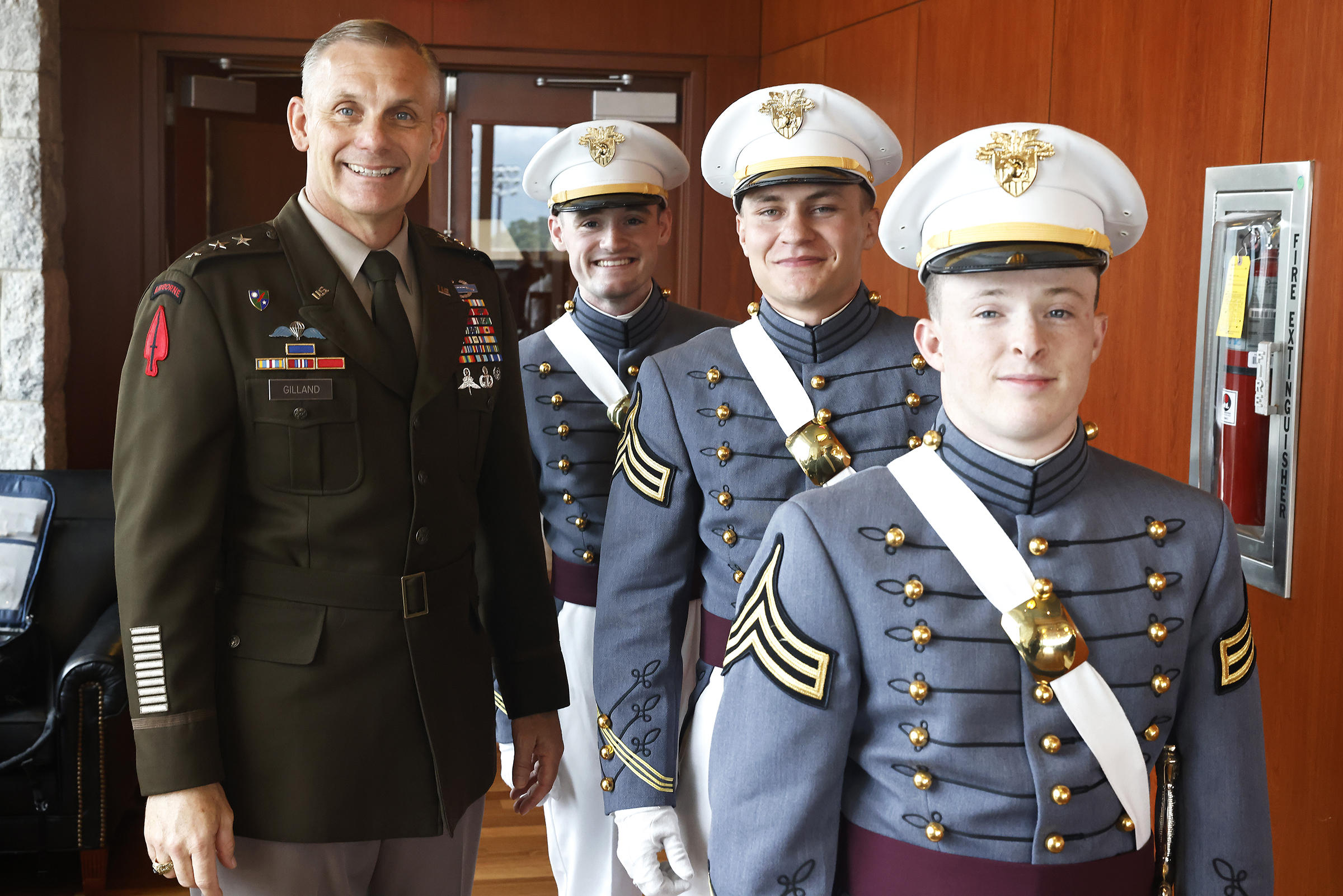 The U.S. Military Academy hosted the Graduation and Commissioning Ceremony of three members of the USMA Class of 2024. Class of 2024 Cadets Banjamin Guerrieri, Julian Sanchez and Ian Winch graduated and are now second lieutenants and members of the Long Gray Line. USMA Superintendent Lt. Gen. Steven Gilland made the graduation address during the ceremony. (Photo by Eric S. Bartelt/USMA PAO)