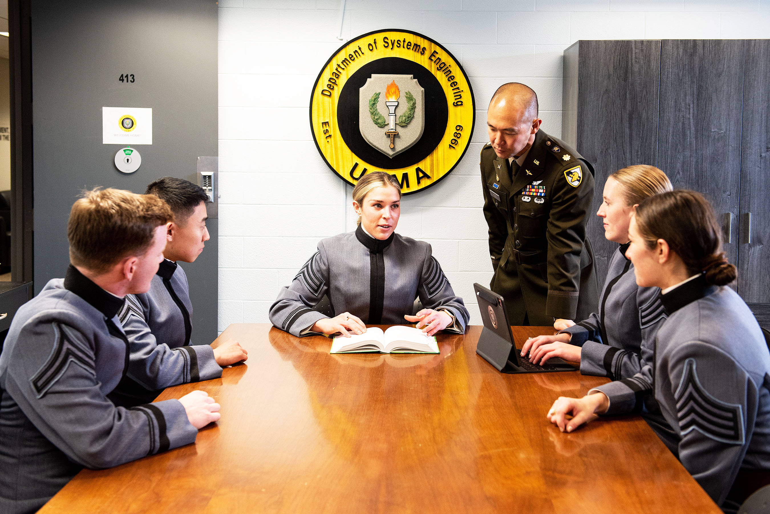 West Point’s Engineering Management Program received the 2023 American Society for Engineering Management (ASEM) Founder’s Award. The Department of Systems Engineering Management Program has won this award 18 times since 1991. In addition to earning the top program award, West Point also earned the 2023 ASEM Founder’s Award for the Best Student Chapter. The Student Chapter has won this award six times since 2001.  (Photo by Elizabeth Woodruff/USMA PAO)