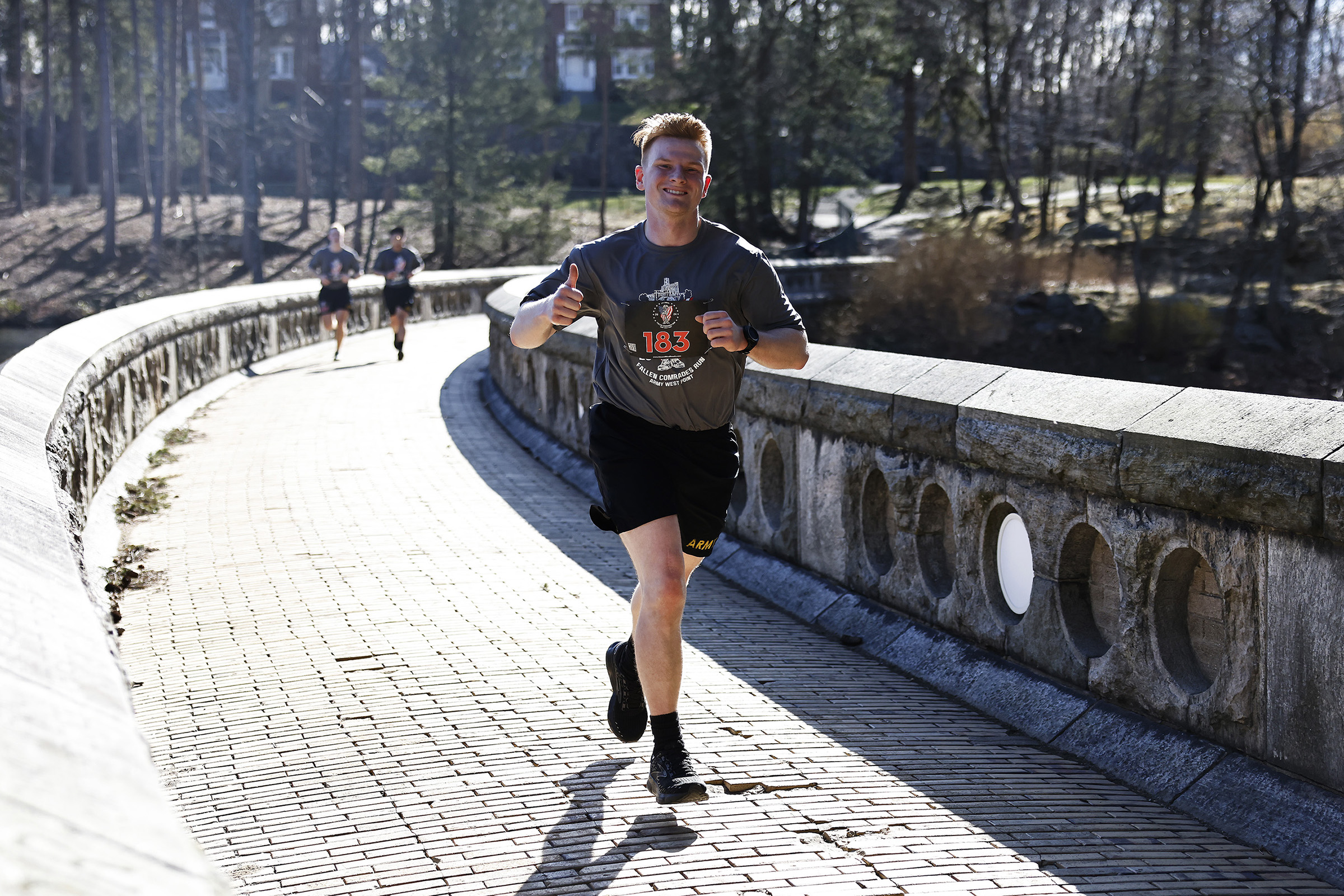 The Army West Point Cadet Marathon Team hosted the 2024 Fallen Comrades Half Marathon on March 17 at West Point. An estimated 700 participants took part in the run and ruck divisions, along with a one-mile Kids Run. The race started and finished at Michie Stadium and ran through most parts of the installation. The purpose of the half marathon is to promote physical fitness and to commemorate West Point graduates who were killed in action or training during Vietnam or the Global War on Terrorism. At each mil