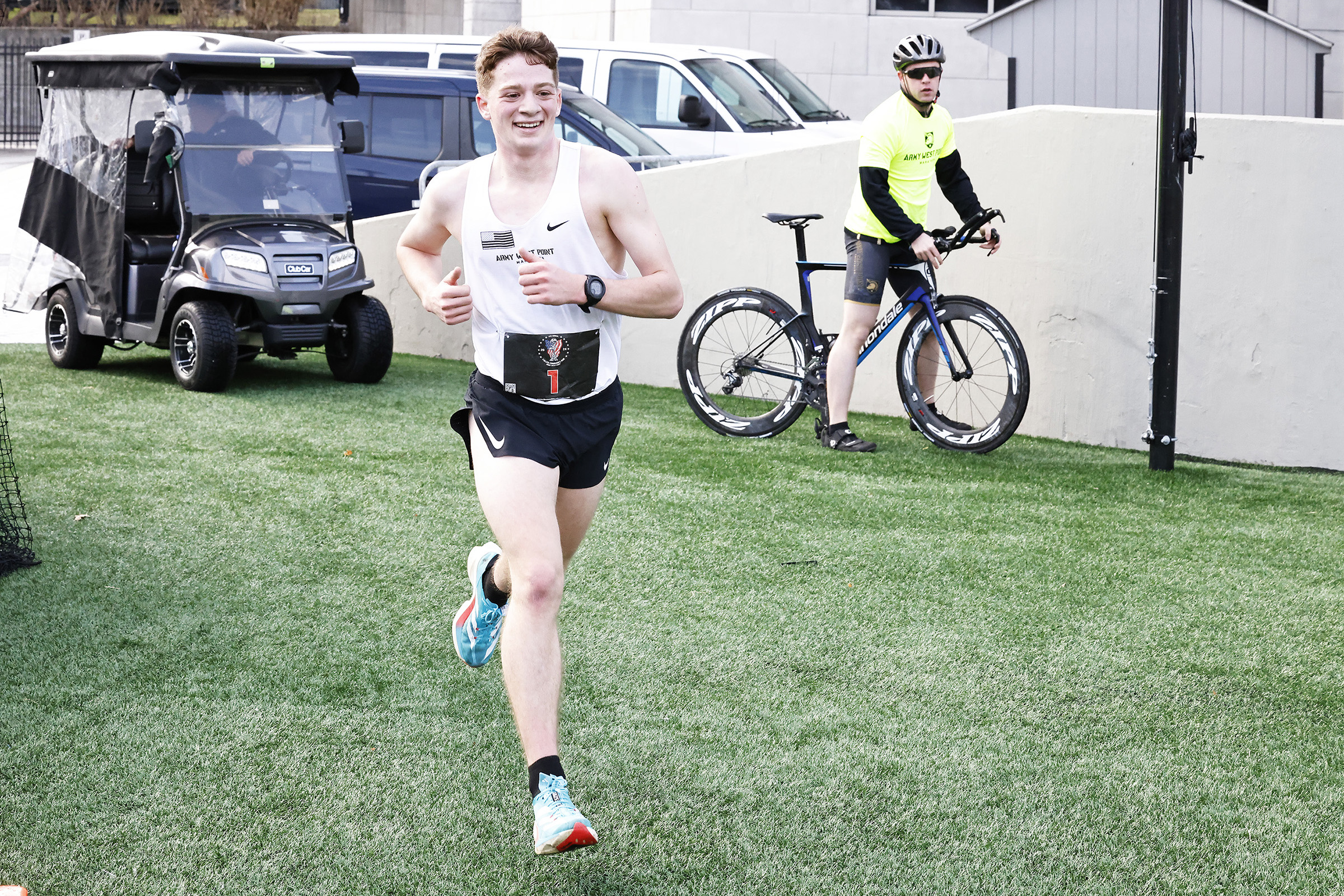 The Army West Point Cadet Marathon Team hosted the 2024 Fallen Comrades Half Marathon on March 17 at West Point. An estimated 700 participants took part in the run and ruck divisions, along with a one-mile Kids Run. The race started and finished at Michie Stadium and ran through most parts of the installation. The purpose of the half marathon is to promote physical fitness and to commemorate West Point graduates who were killed in action or training during Vietnam or the Global War on Terrorism. At each mil