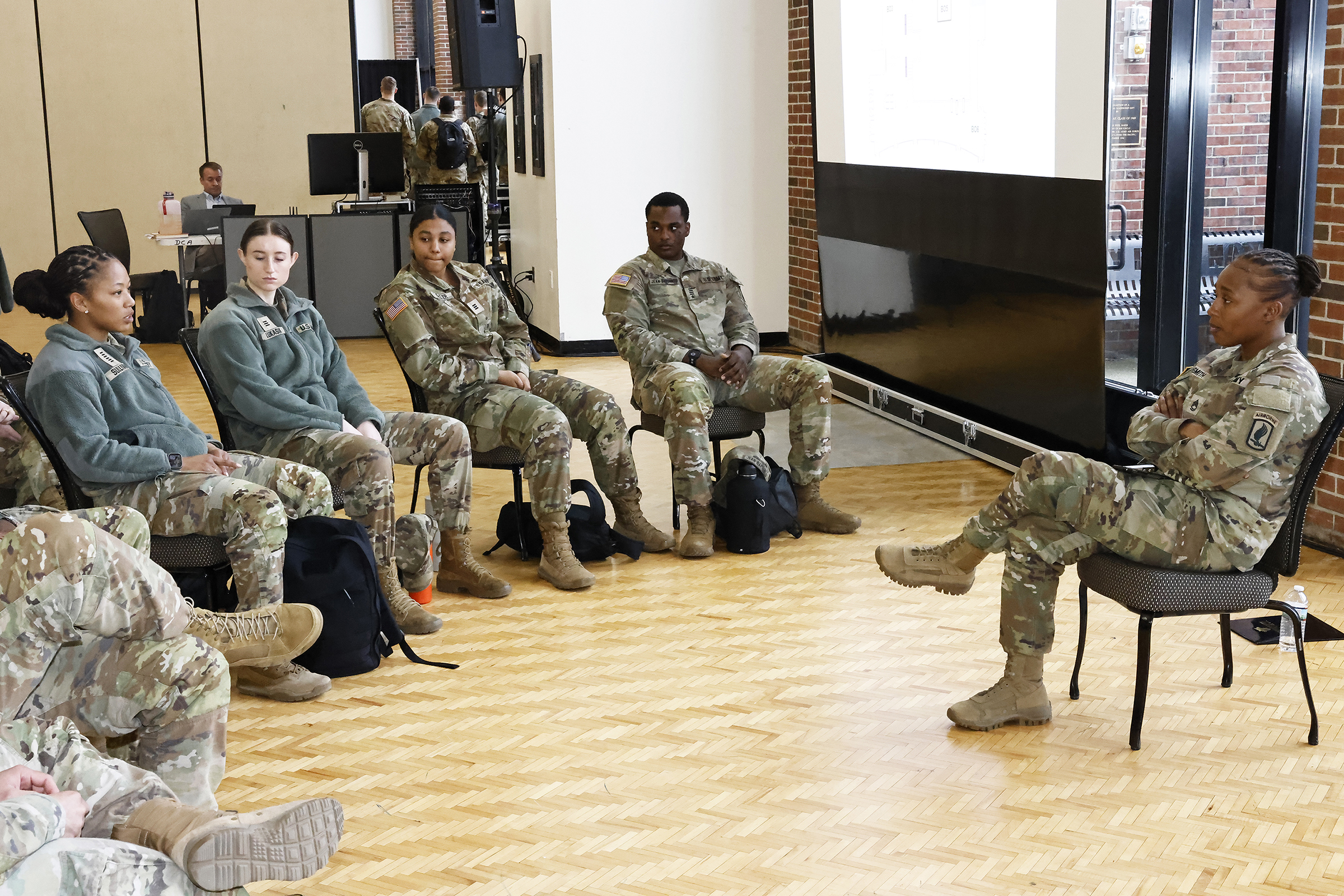 The first-class cadets, with staff and faculty, participated in the Mission Command Conference (MCC) from March 19-20 at Eisenhower Hall, where they were presented real-world challenges by the officers and noncommissioned officers who had boots on the ground in dire situations to help reinforce the importance of character and leading through mission command.  This year’s conference theme was “Establishing Trust: A Legacy at Home and Abroad,” and it allowed cadets to listen and discuss with the panel members