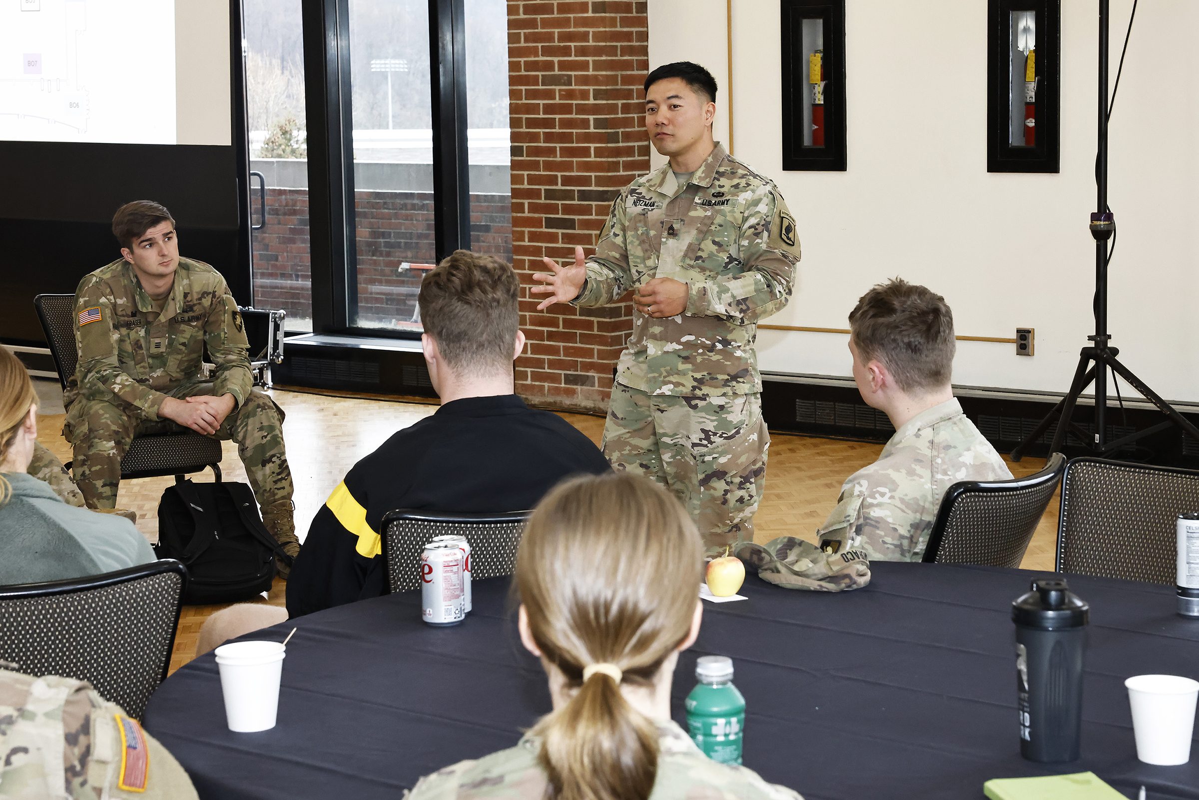 The first-class cadets, with staff and faculty, participated in the Mission Command Conference (MCC) from March 19-20 at Eisenhower Hall, where they were presented real-world challenges by the officers and noncommissioned officers who had boots on the ground in dire situations to help reinforce the importance of character and leading through mission command.  This year’s conference theme was “Establishing Trust: A Legacy at Home and Abroad,” and it allowed cadets to listen and discuss with the panel members