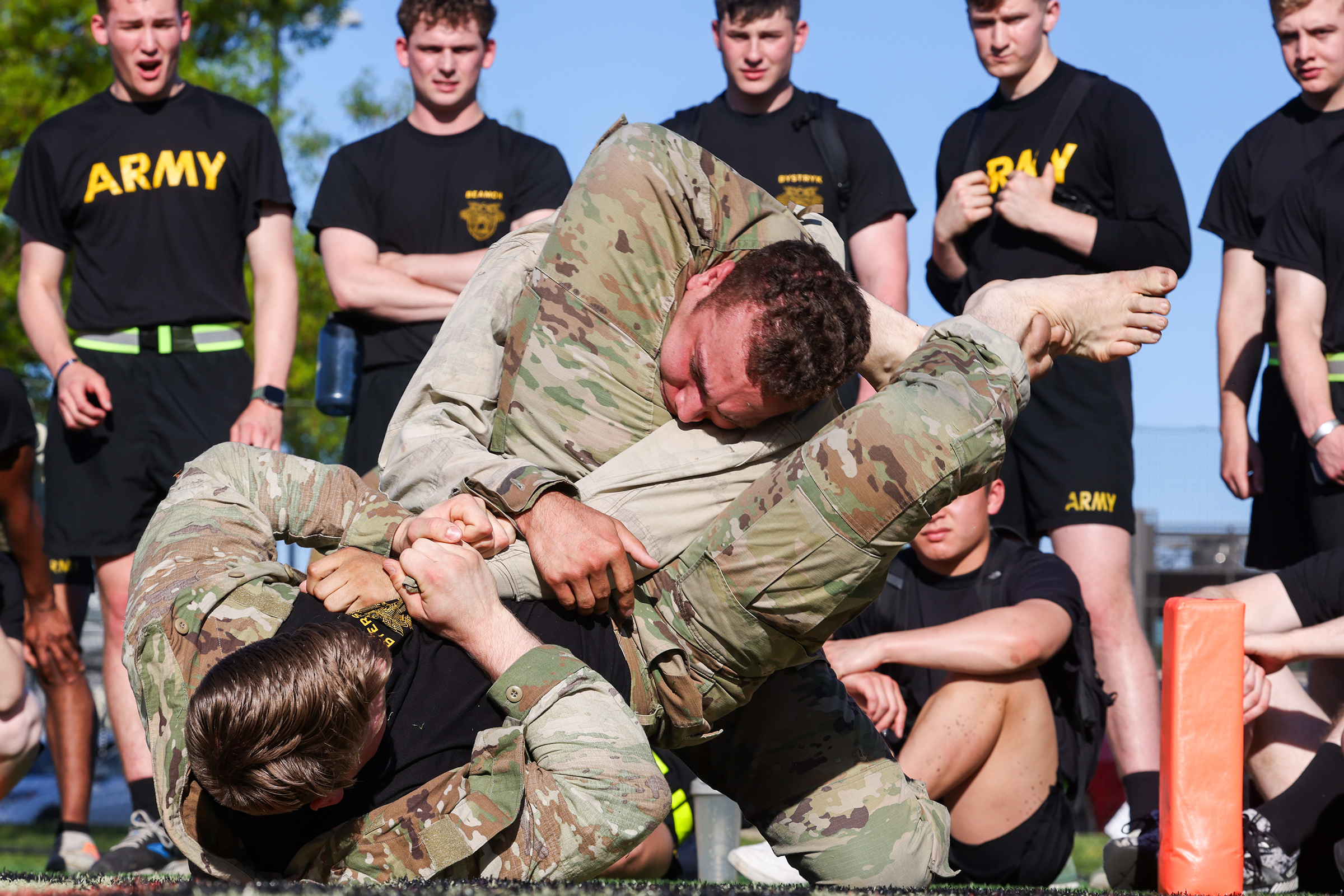 Company Athletics squads competed for the Spring Brigade Championships in Orienteering, Flickerball, Team Handball, Functional Fitness, Grappling and Ultimate Frisbee on May 7 at Daly Field and the Arvin Cadet Physical Development Center.  (Photo by Sgt. 1st Class Alan Brutus/USMA PAO)