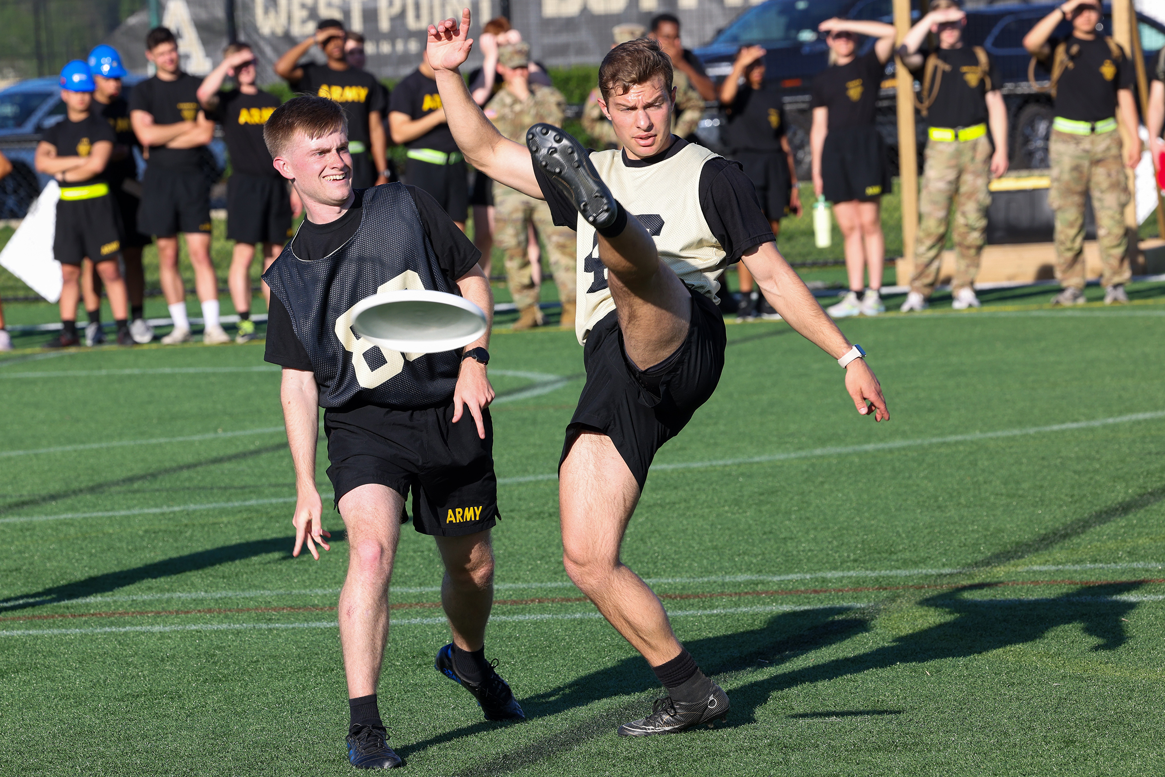 Company Athletics squads competed for the Spring Brigade Championships in Orienteering, Flickerball, Team Handball, Functional Fitness, Grappling and Ultimate Frisbee on May 7 at Daly Field and the Arvin Cadet Physical Development Center.  (Photo by Sgt. 1st Class Alan Brutus/USMA PAO)