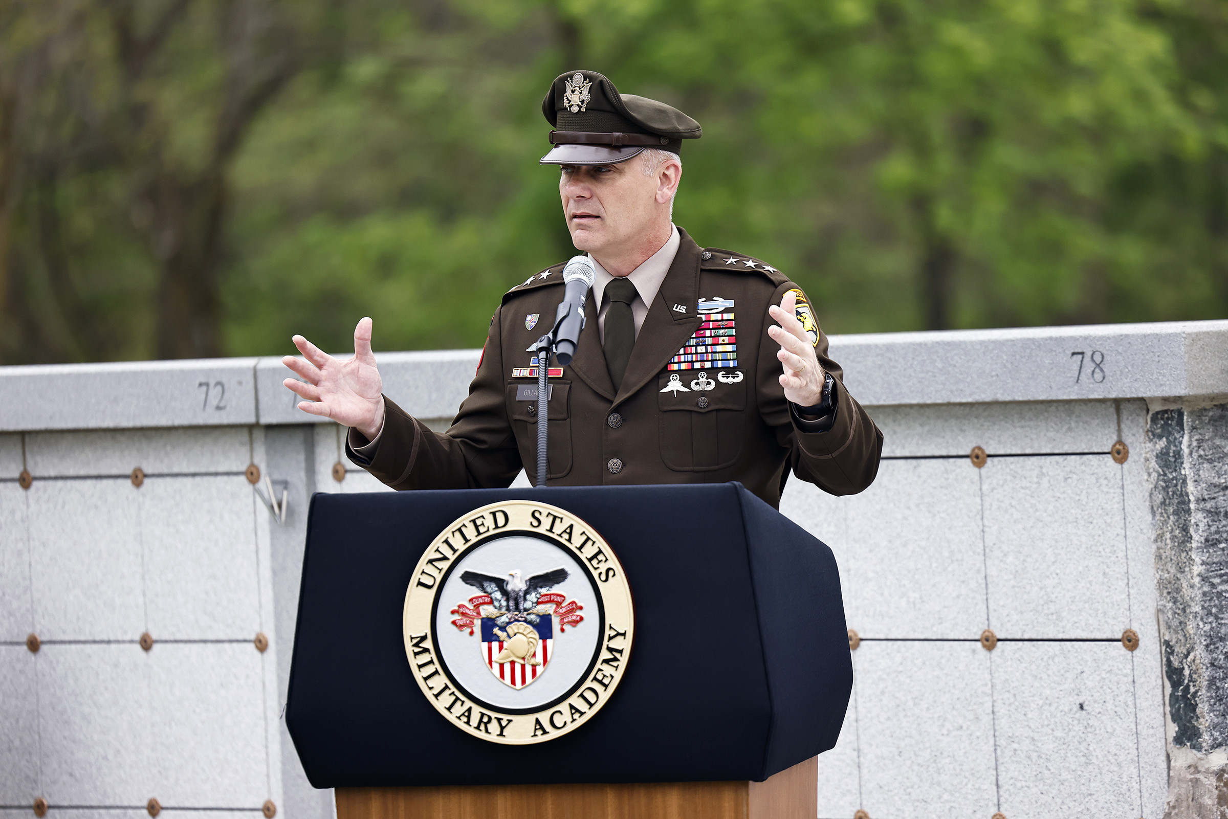 The U.S. Military Academy hosted a ribbon-cutting ceremony April 30 to celebrate the completion of the West Point Cemetery Reclamation Project. The West Point Cemetery, which is our nation’s oldest military post cemetery since 1817, currently covers more than 11 acres and sheltering 9,396 persons with a deep-rooted history tracing sacrifices as far back as the Revolutionary War. The new chapter and land space now allows an expanded cemetery capacity of an additional 3,492 graves. (Photo by Eric S. Bartelt/U