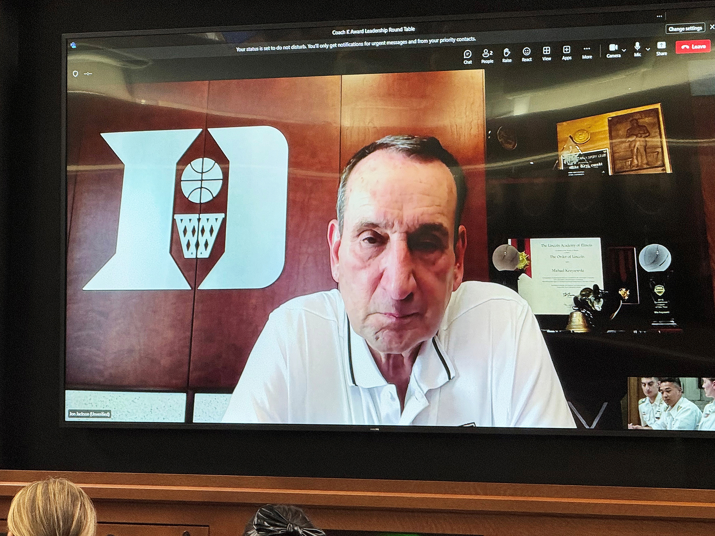 The Department of Physical Education (DPE) hosted the 18th annual Coach Mike Krzyzewski Teaching Character Through Sport Award May 9 at the Thayer Awards Room. The award recognizes West Point cadet-athletes, coaches, officers in charge (OIC) and sport educators for their outstanding commitment to the development of noble character through athletic participation and leadership.   (Photo by Eric S. Bartelt/USMA PAO)