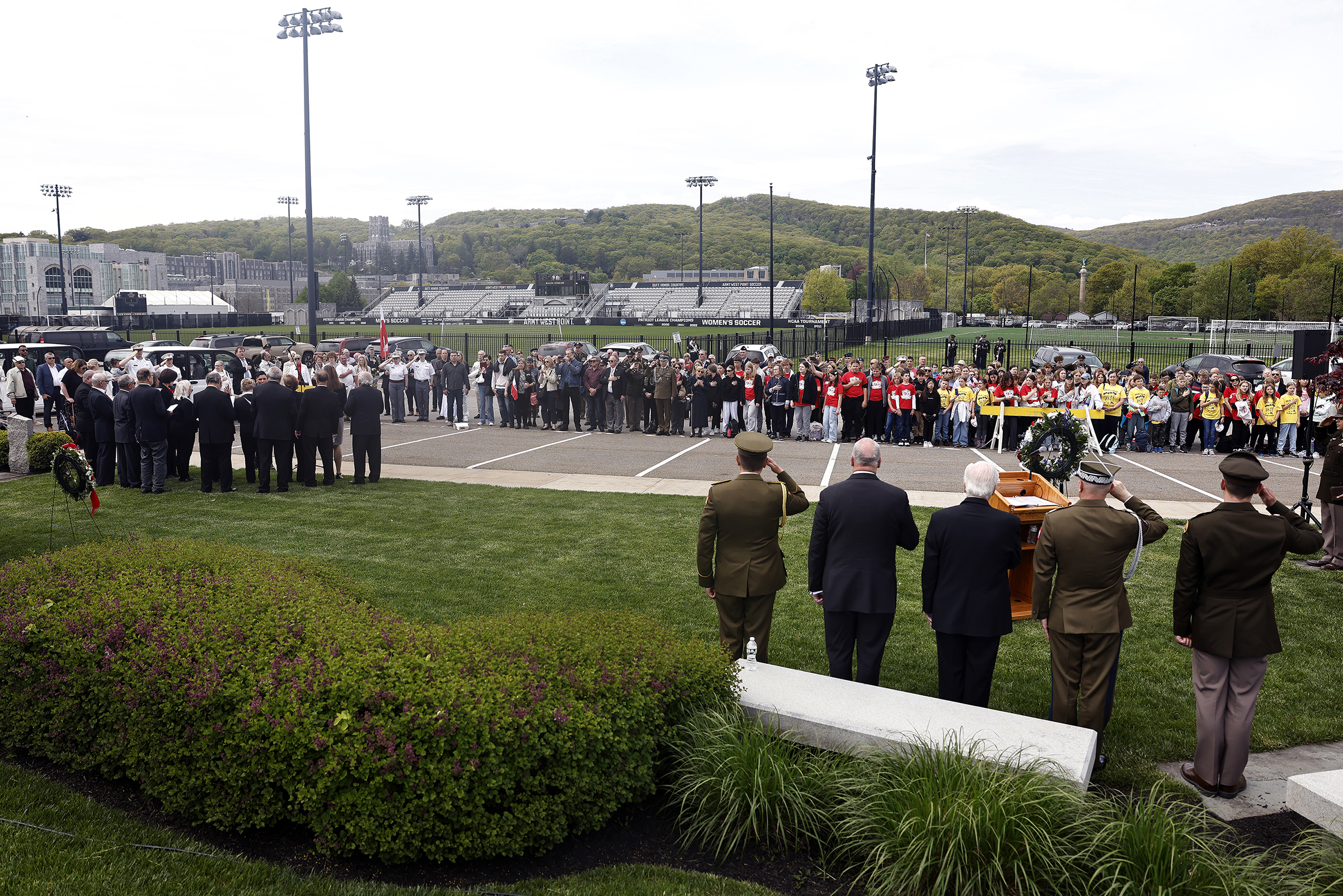 The U.S. Military Academy hosted the commemoration of the 278th birthday of Tadeusz Kosciuszko with a wreath-laying ceremony on May 4 at the location of Kosciuszko’s monument.   (Photo by Eric S. Bartelt/USMA PAO)