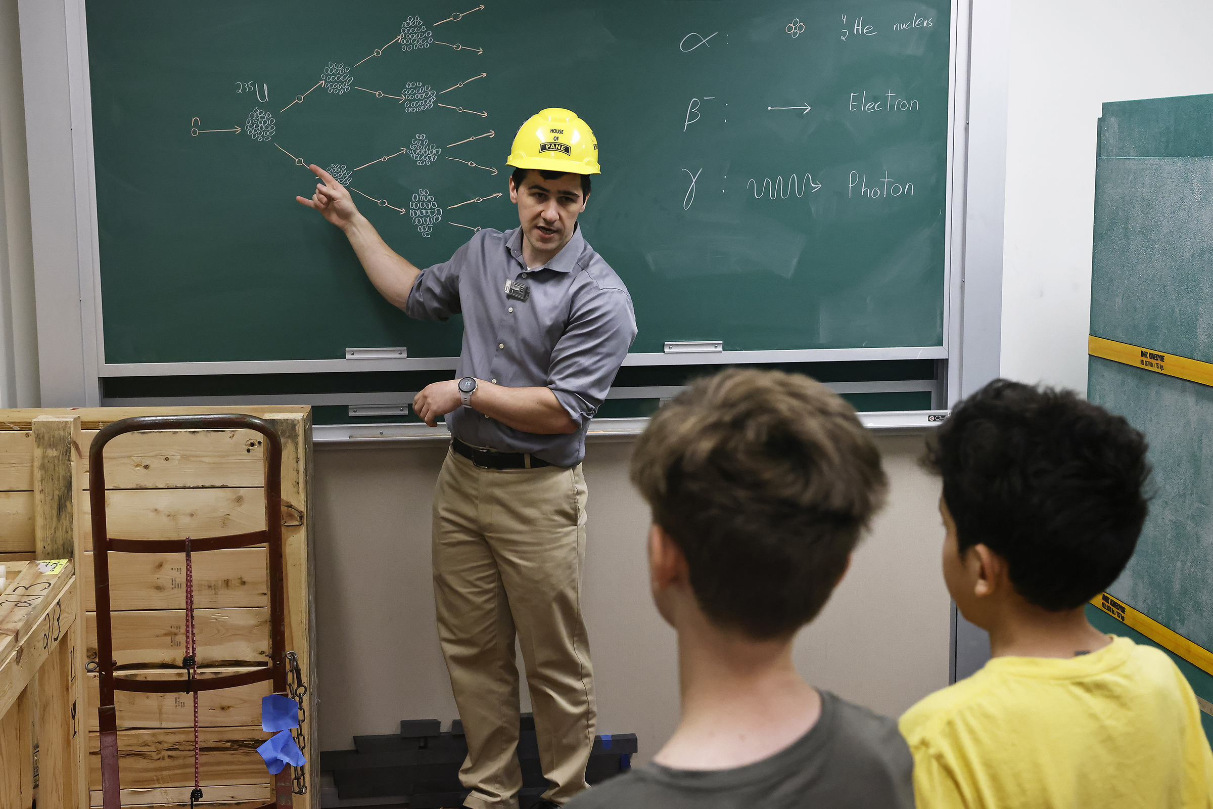 Approximately 50 fifth graders from the West Point Elementary School took a field trip to Bartlett Hall May 29 to experience a science adventure with professors and instructors from the Chemistry and Life Sciences (CLS) and Physics and Nuclear Engineering (PANE) Departments.  (Photo by Eric S. Bartelt/USMA PAO)